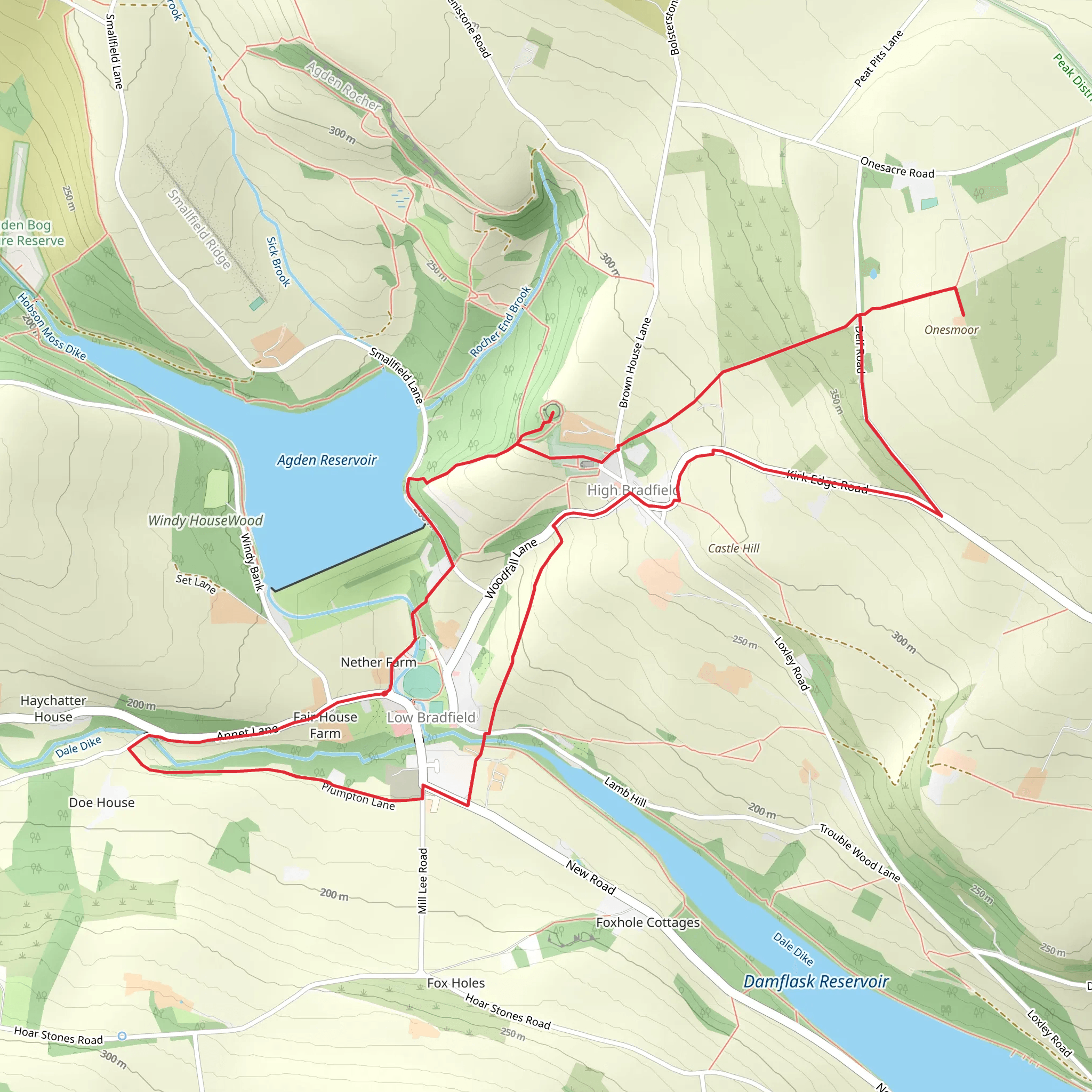 Low Bradfield and High Bradfield mobile static map