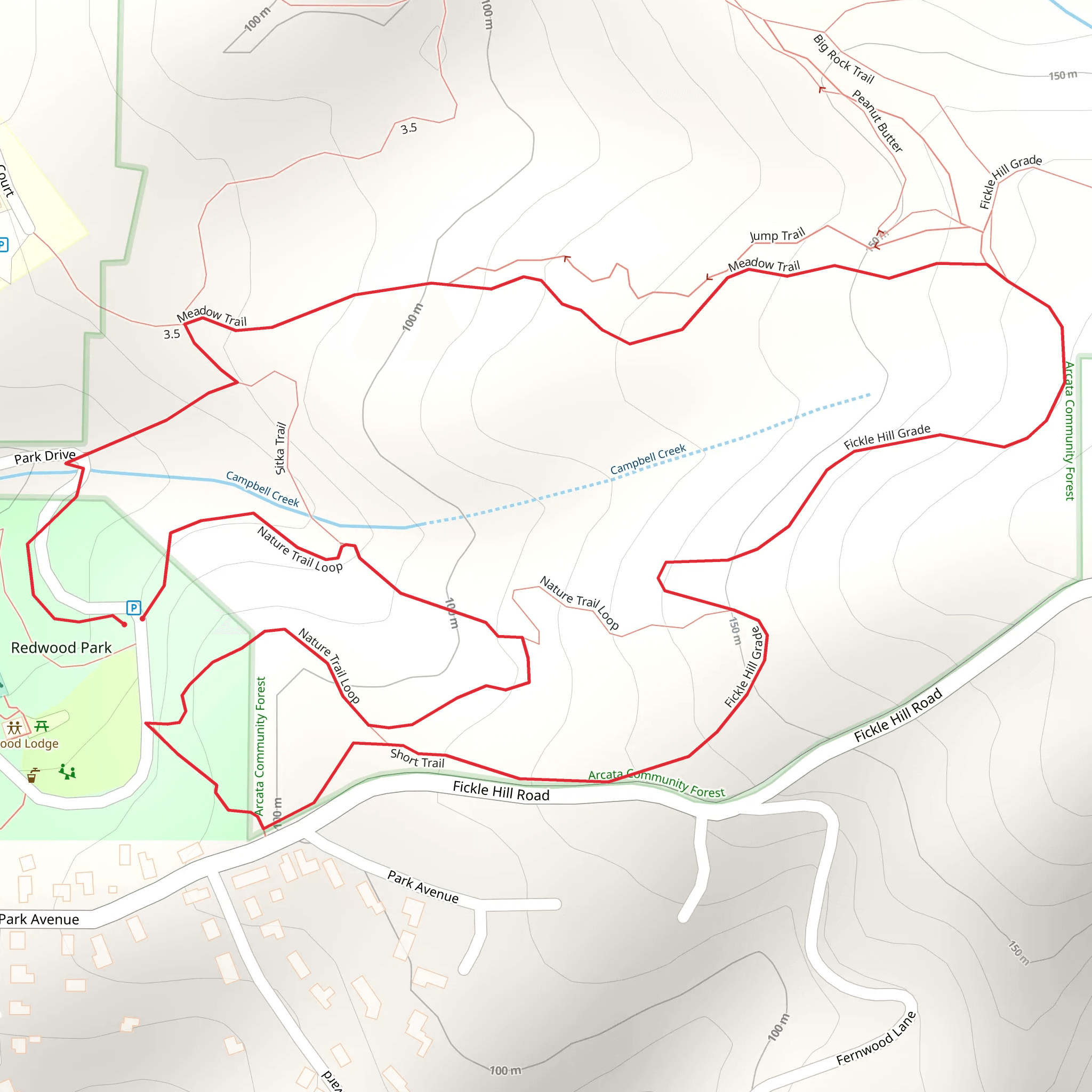 Nature, Fickle Hill Grade and Meadow Loop Trail mobile static map