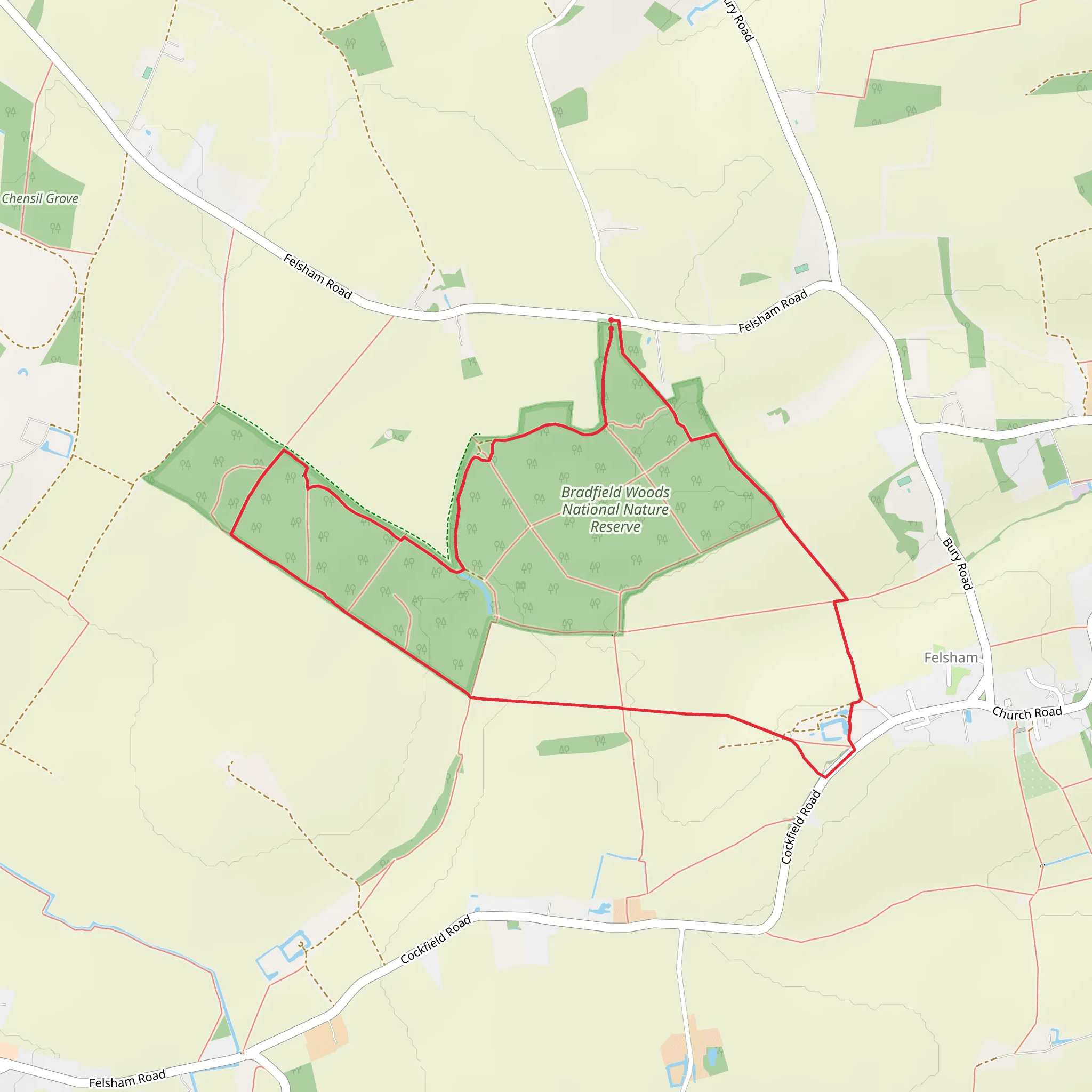 Bradfield Woods National Nature Reserve Loop mobile static map