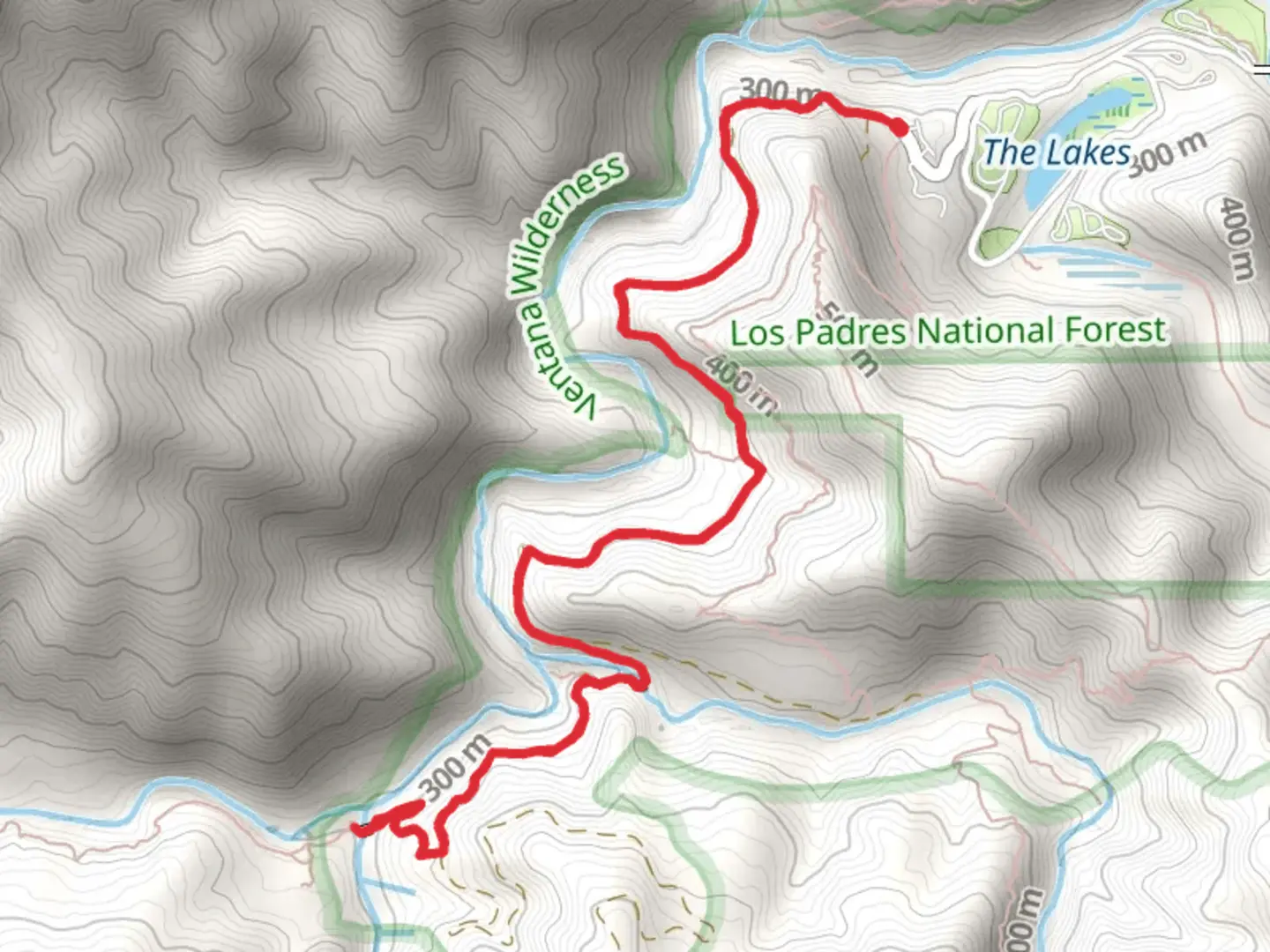 An image depicting the trail Arroyo Seco Road and its surrounding area.