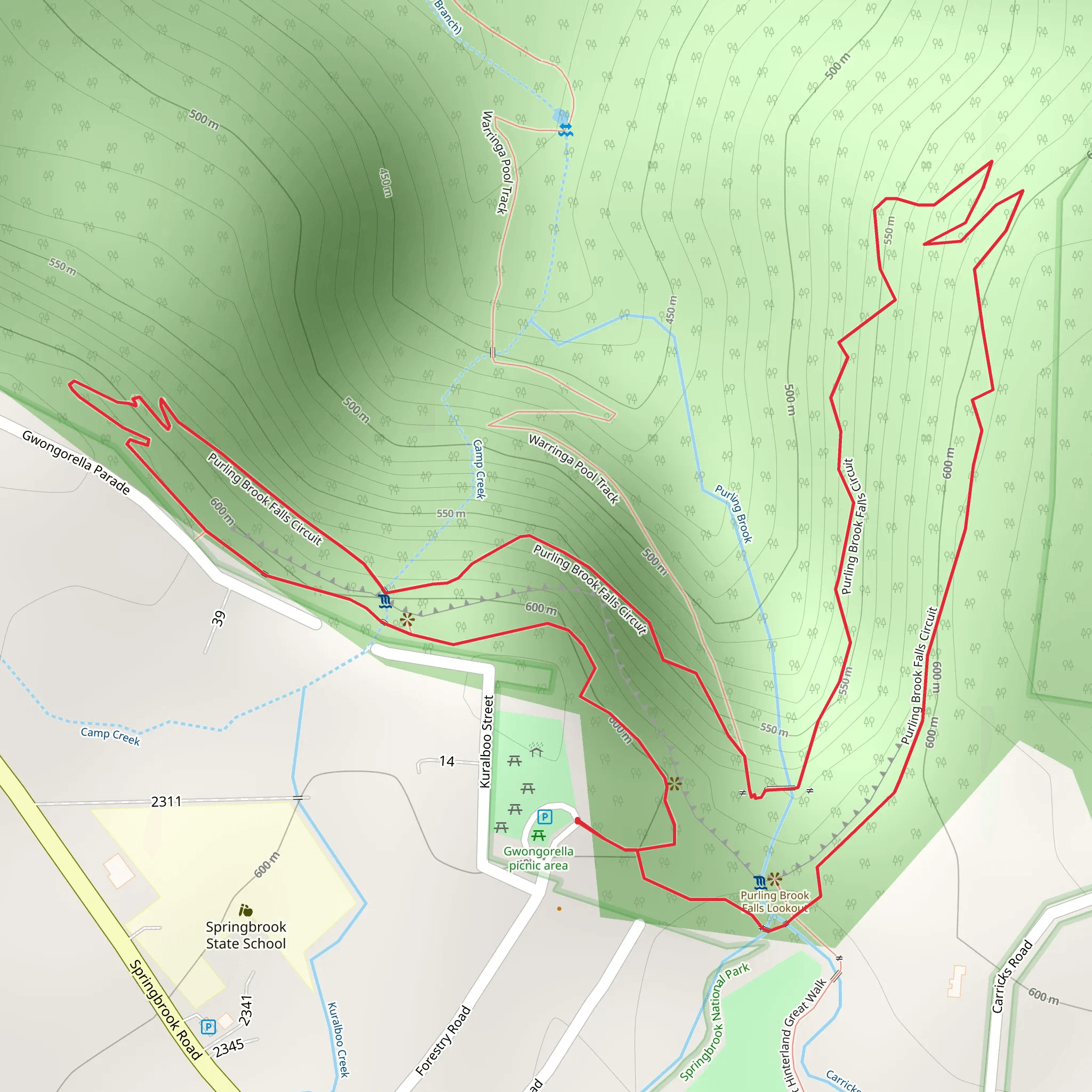 Purling Brook Falls Circuit Track mobile static map