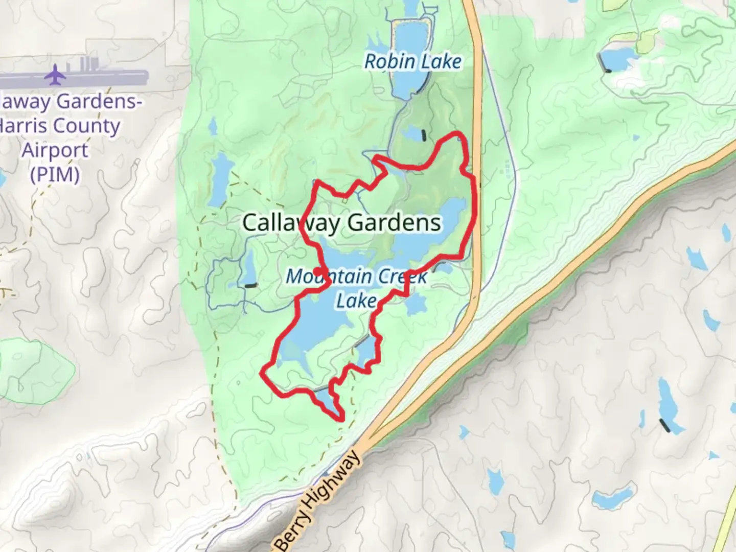 An image depicting the trail Mountain Creek Lake Loop and its surrounding area.