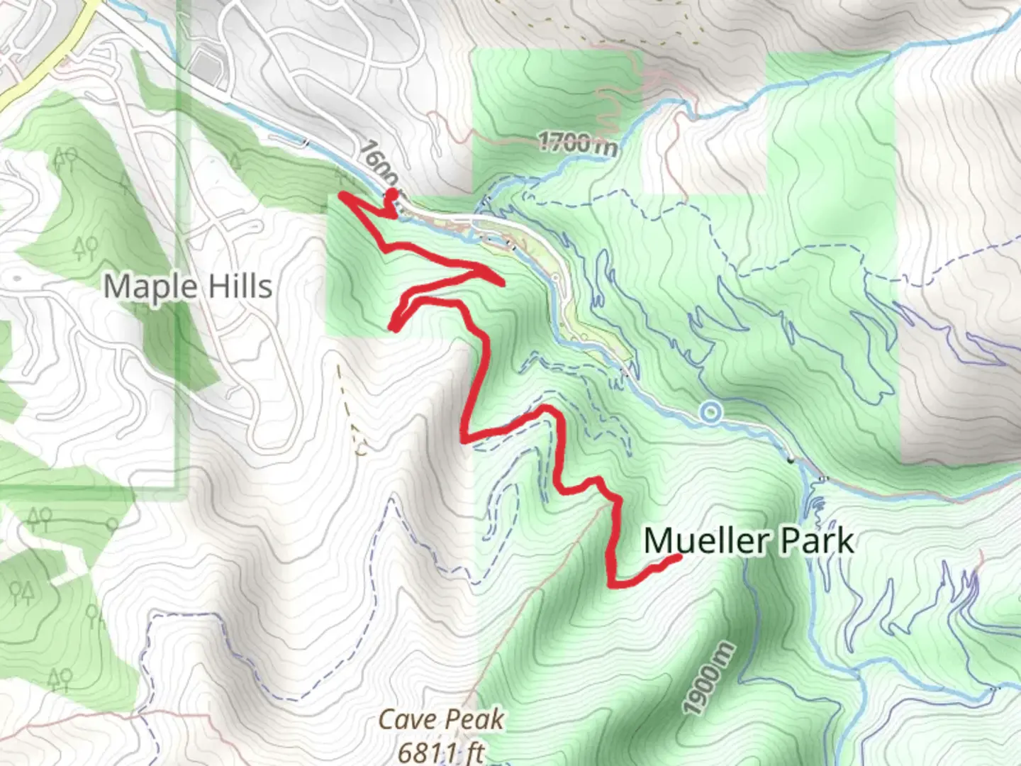 An image depicting the trail Mueller Park Trail Out and Back and its surrounding area.
