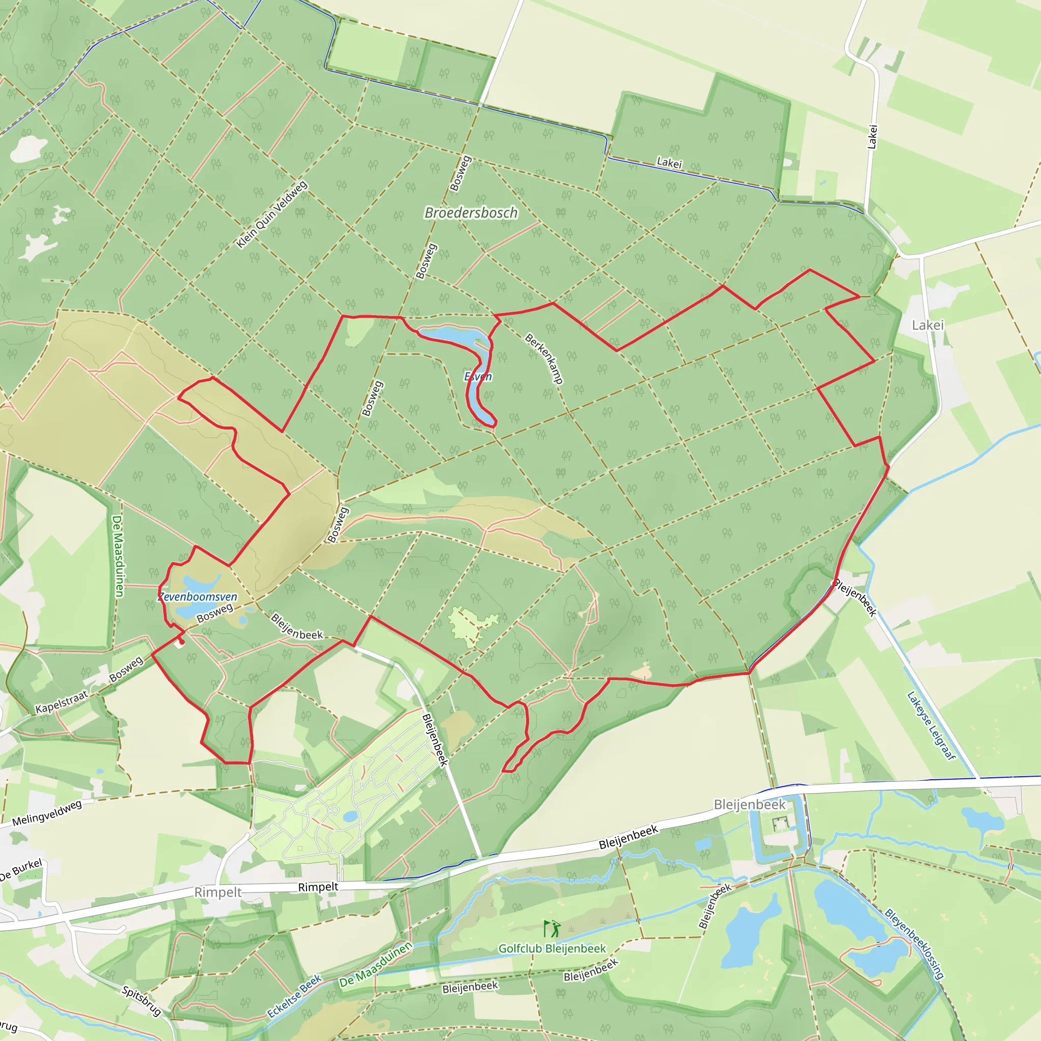 Zevenboomsven, Esven and Bergerbos Loop mobile static map