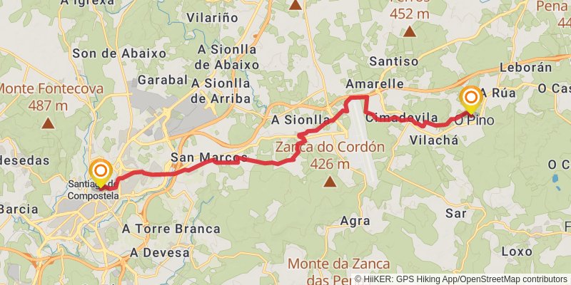 Camino de Santiago Francés stage 39 Map