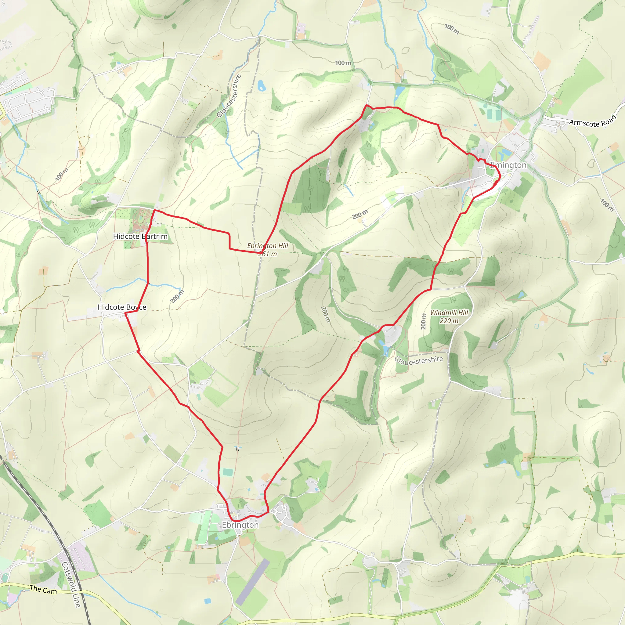 Ebrington and Hidcote from Ilmington mobile static map