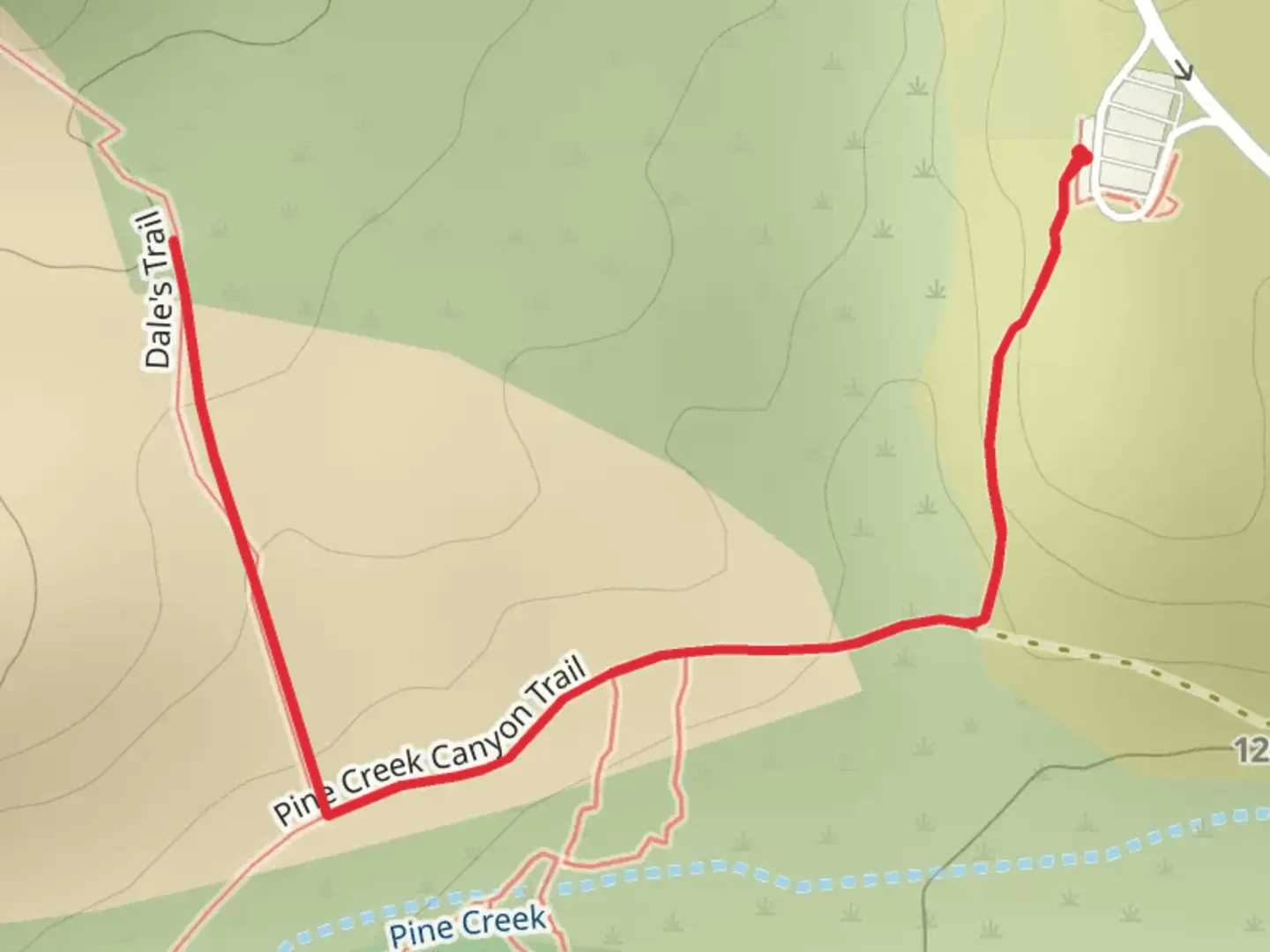 An image depicting the trail Dale's and Pine Creek Trail and its surrounding area.