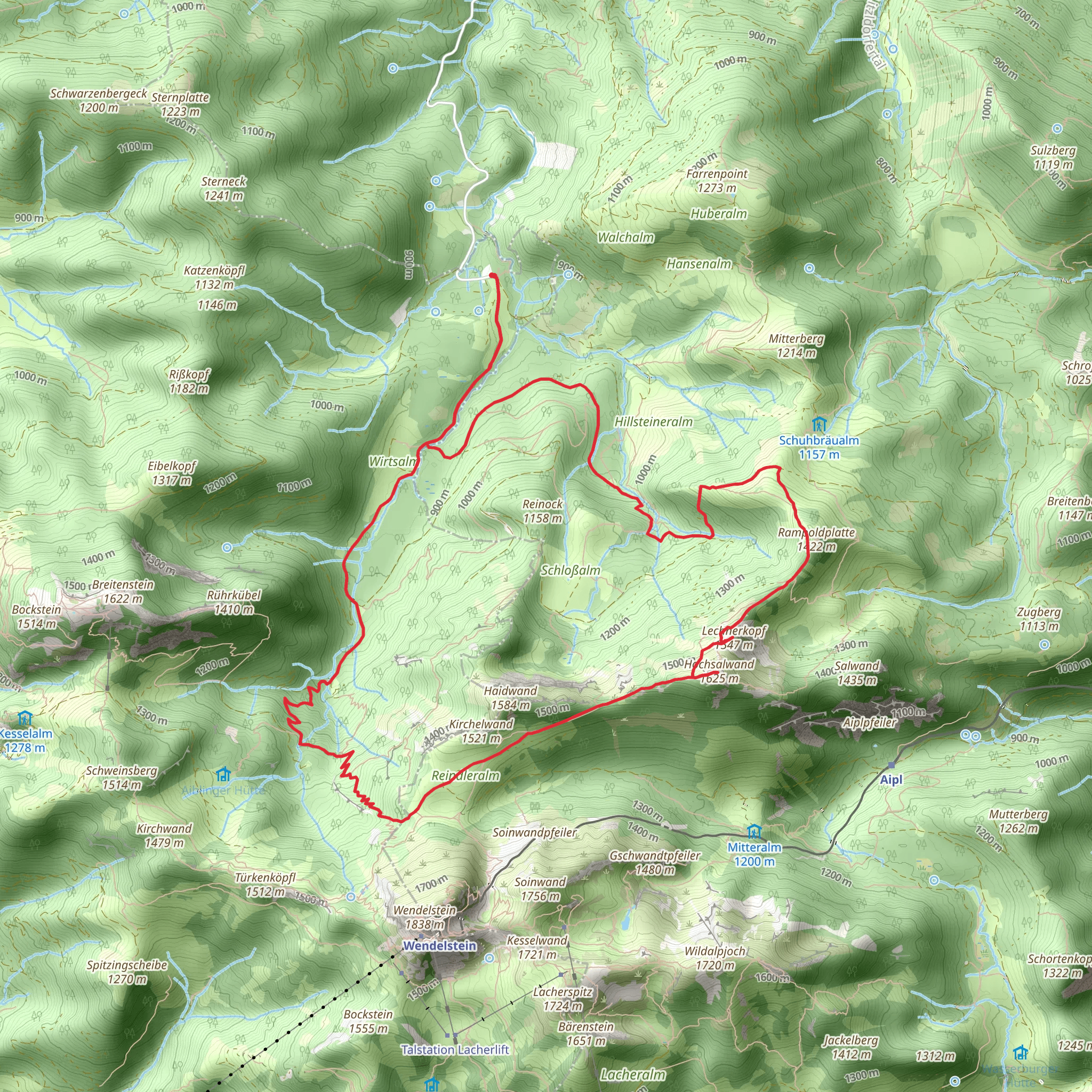 Hochsalwand, Lechnerkopf Peak Loop via Wendelstein Bad Feilnbach mobile static map
