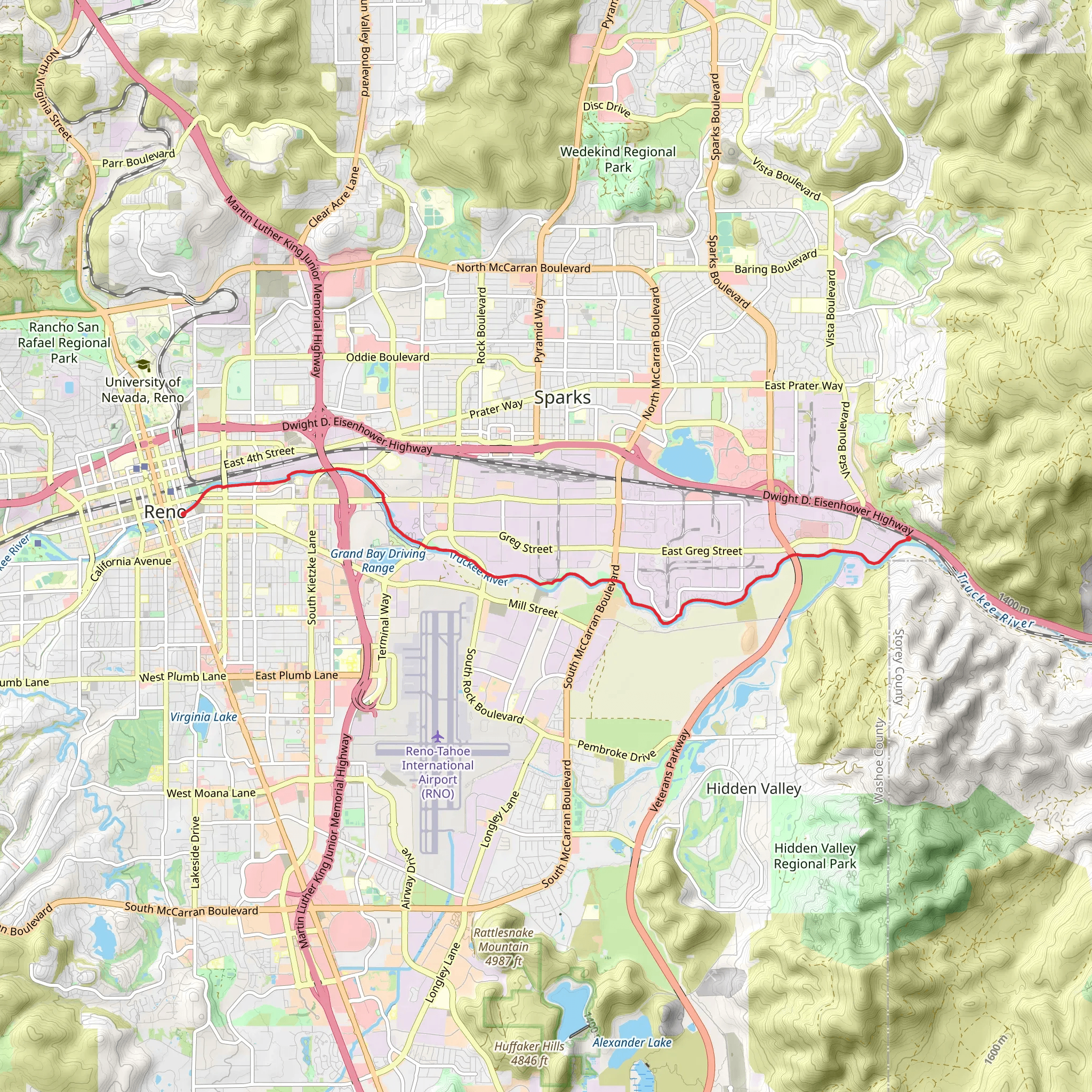 Truckee River via Tahoe Pyramid Way mobile static map