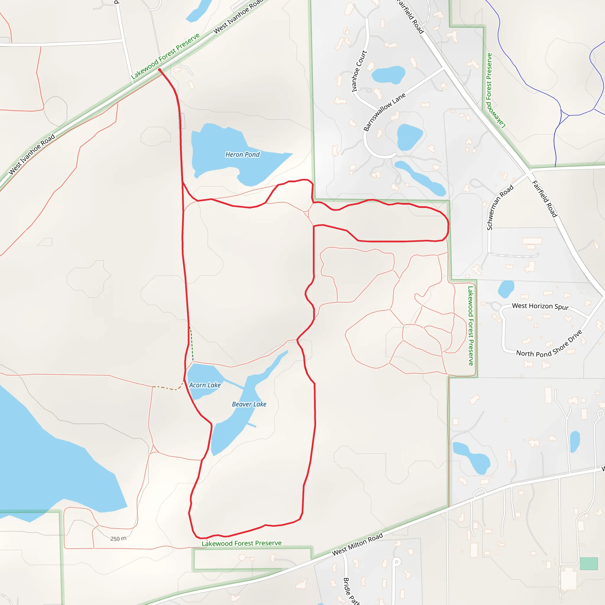 Heron Pond, Beaver Lake and Acorn Lake Loop mobile static map