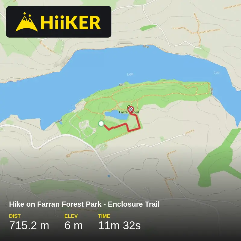 A map preview of the recording Hike on Farran Forest Park - Enclosure Trail.