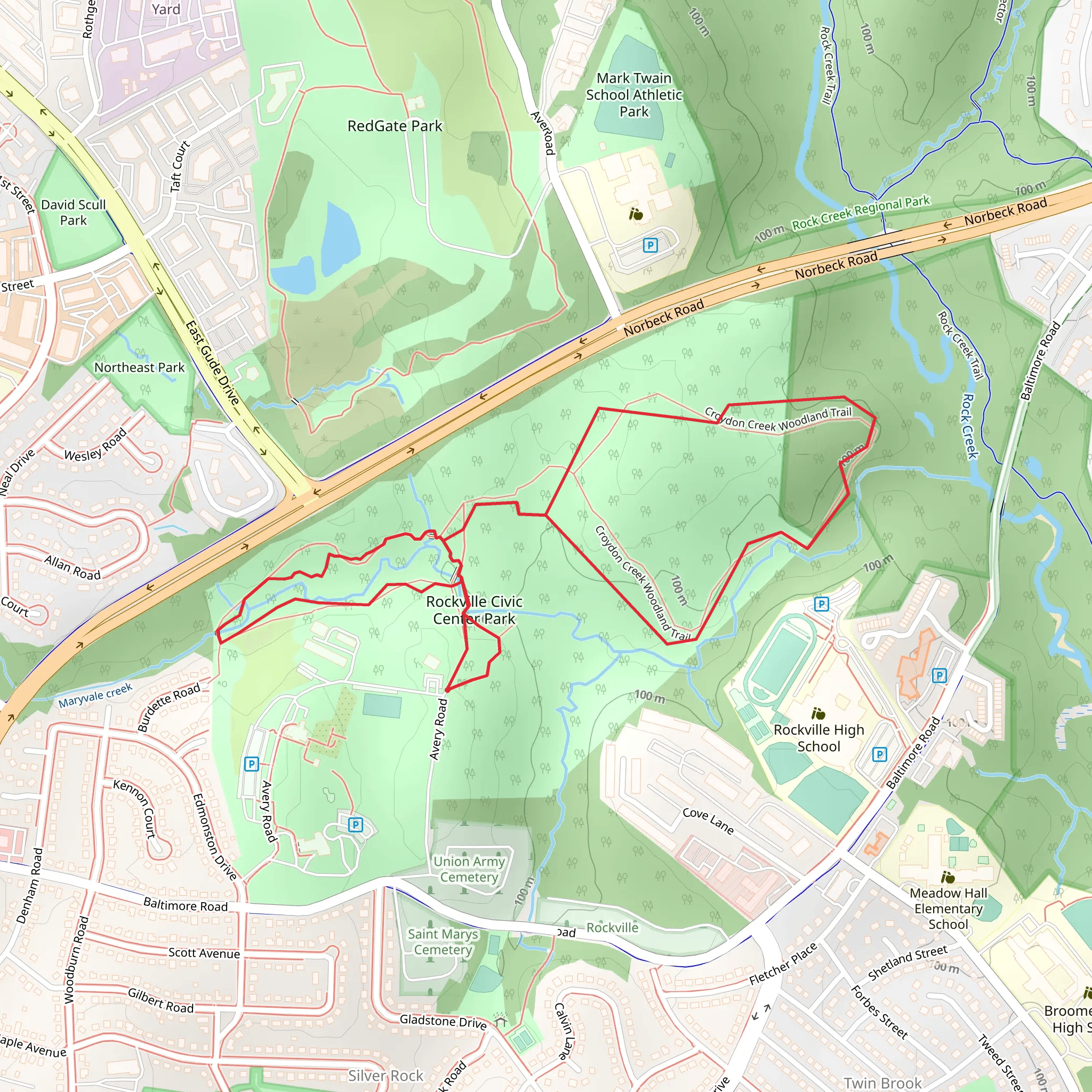 Croydon Creek Heritage and Croydon Creek Woodland Loop Trail mobile static map