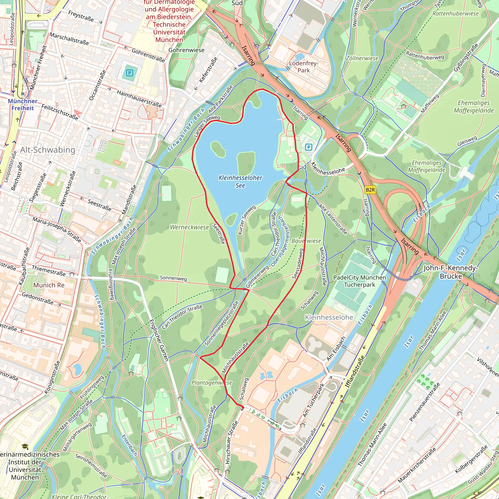 Kleinhesseloher See Loop - Hilton Munich Park mobile static map