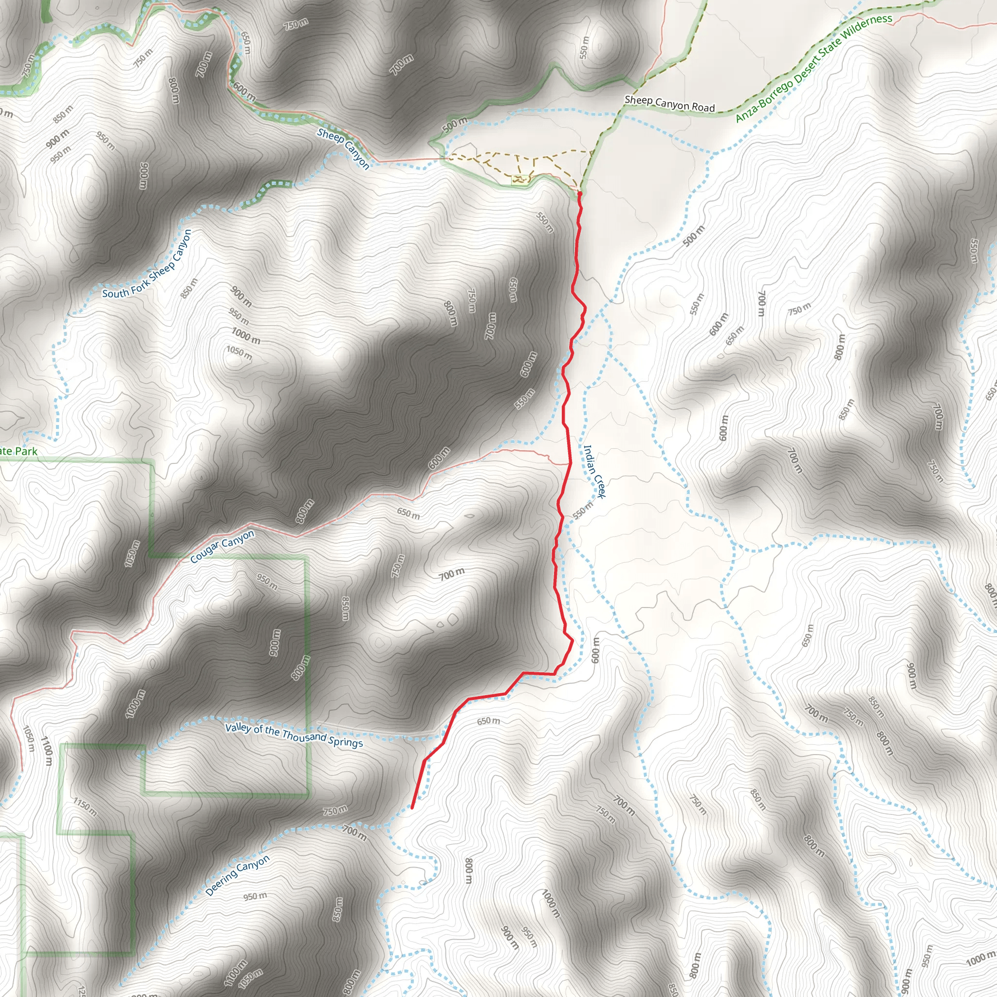 Indian Canyon Trail mobile static map