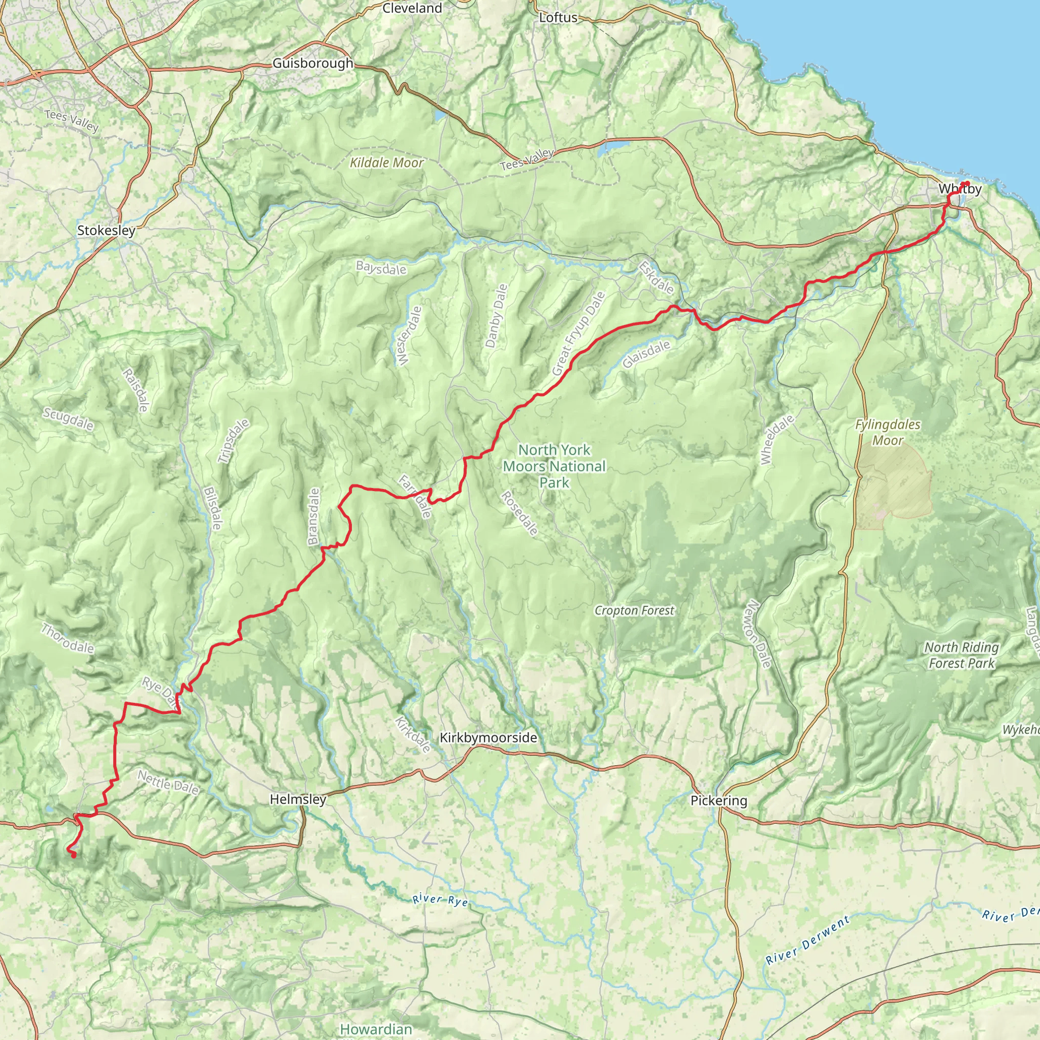 Kilburn White Horse to Whitby in North Yorkshire mobile static map