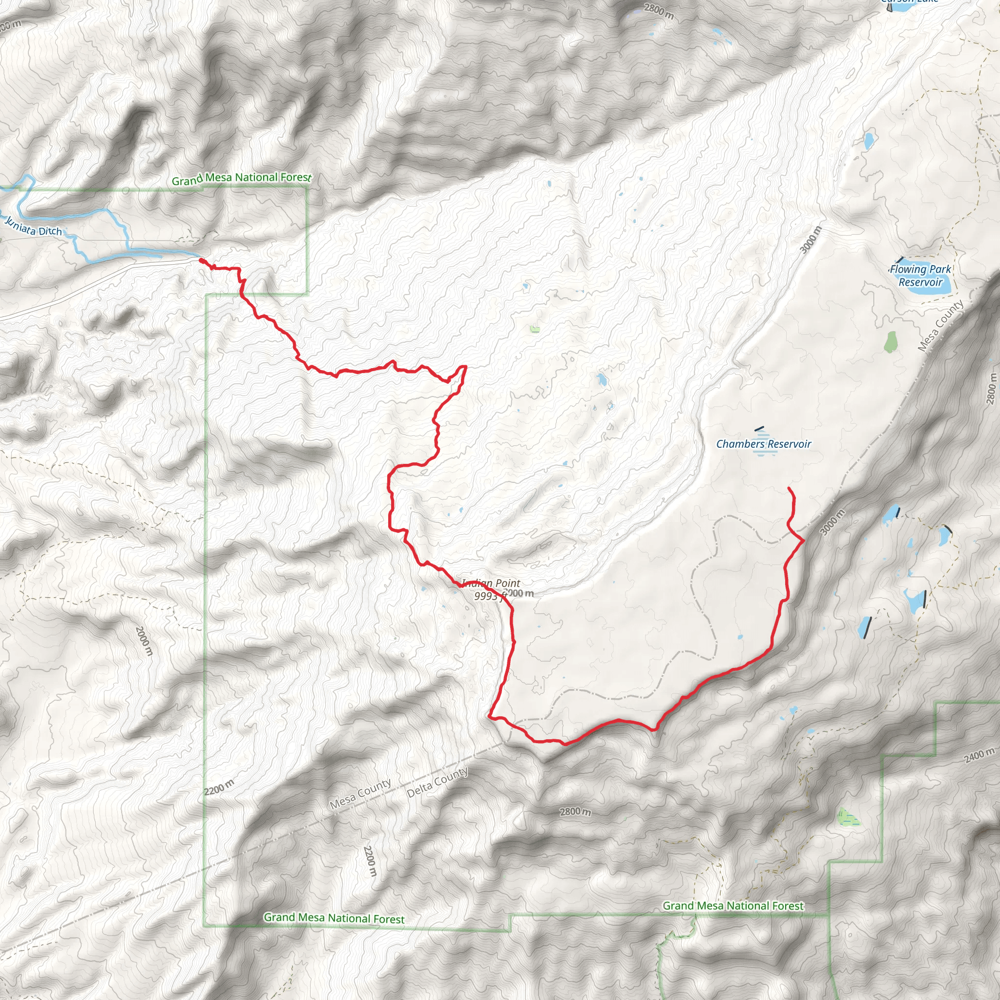 Chambers Reservoir via Spring Camp Trail mobile static map