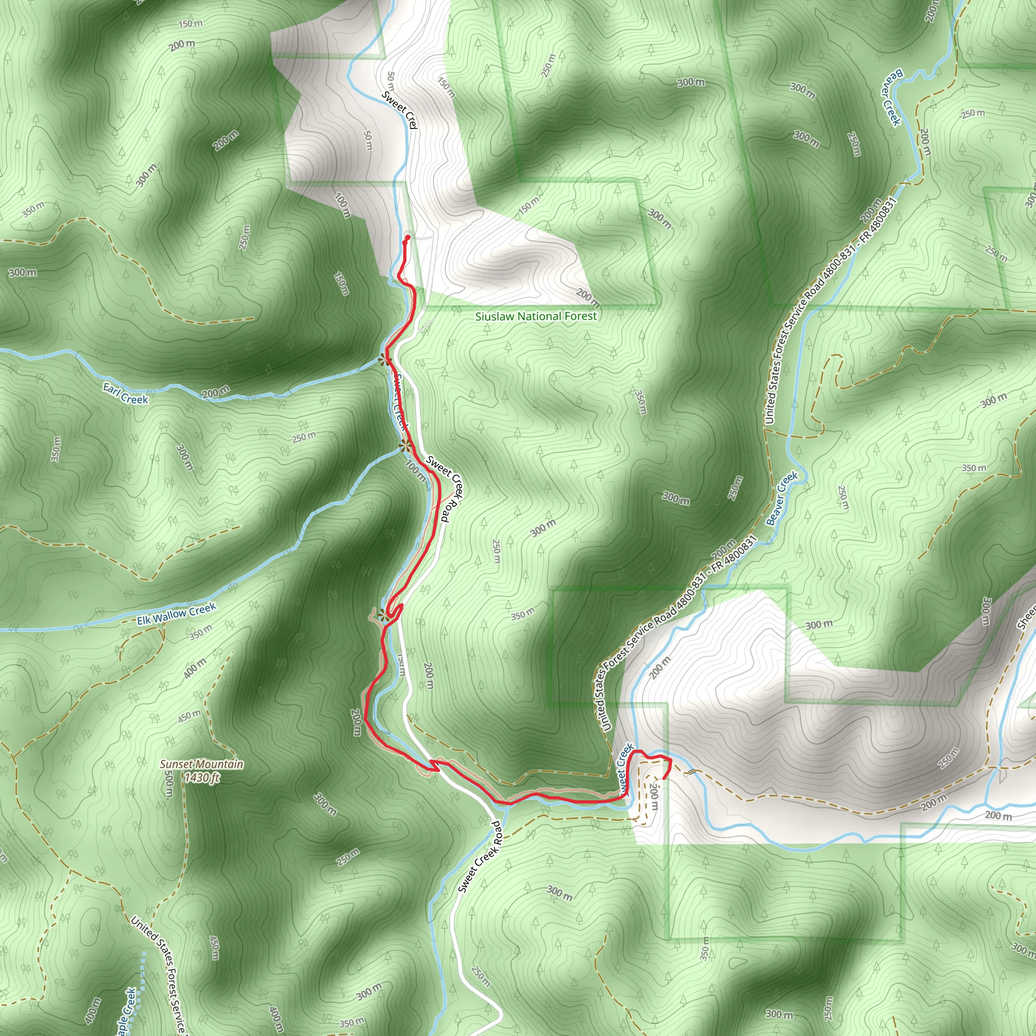 Sweet Creek Trail mobile static map