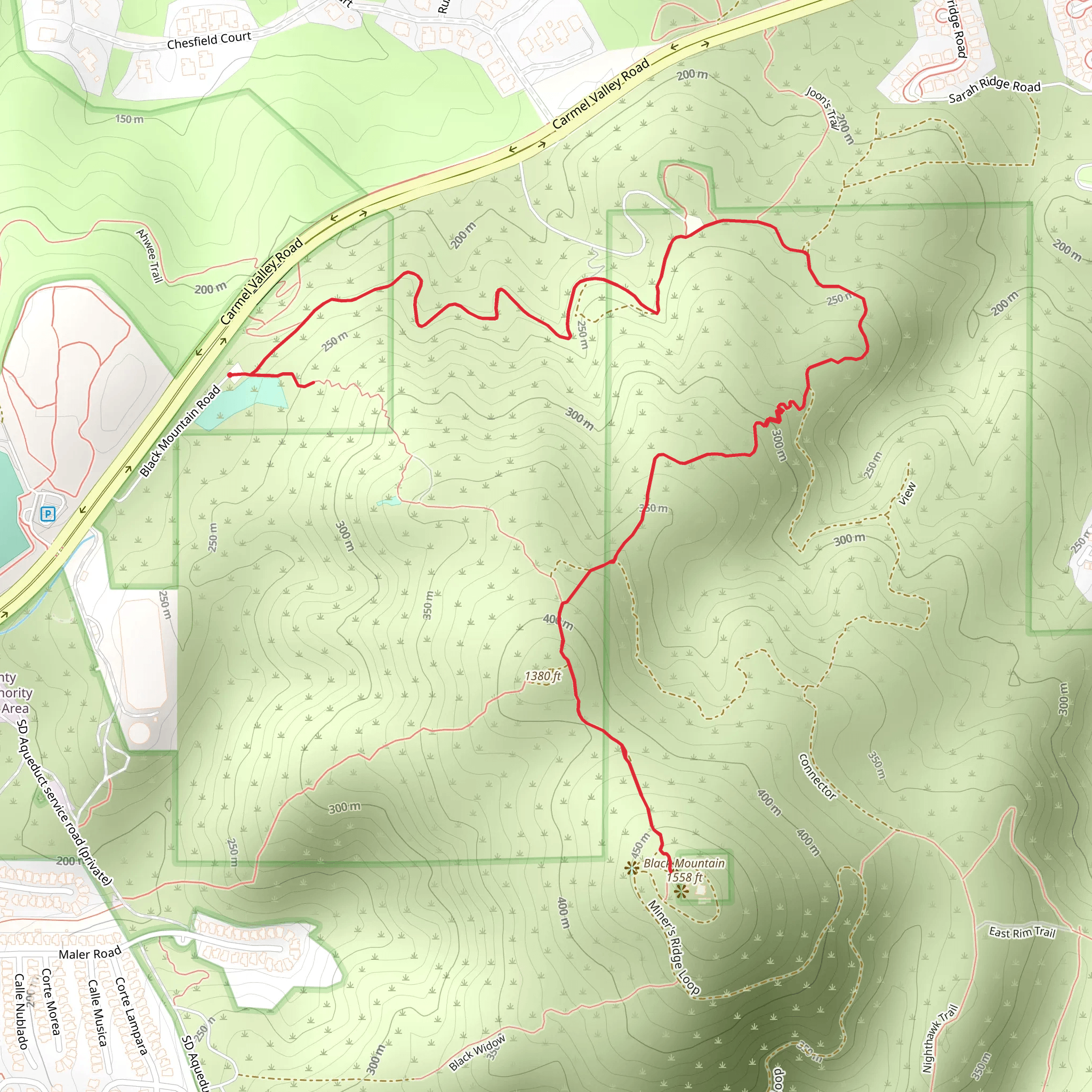 Black Mountain and Secondary Summit via Glider Point Trail mobile static map