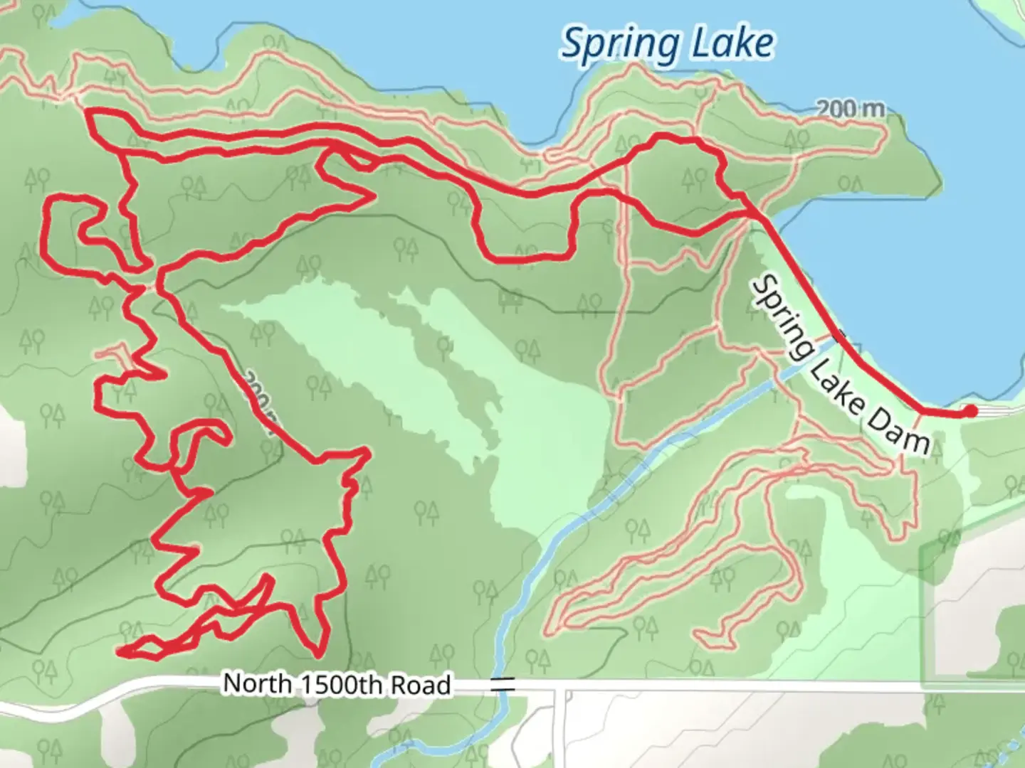 An image depicting the trail Deer and Rat Loop Trail - Spring Lake and its surrounding area.