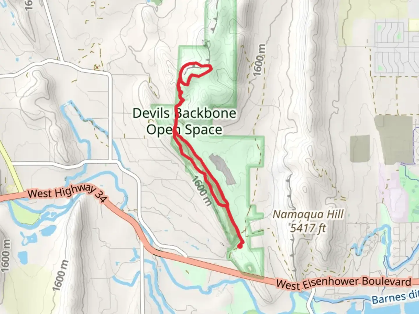 An image depicting the trail Wild Trail and Hunter Trail Loop and its surrounding area.