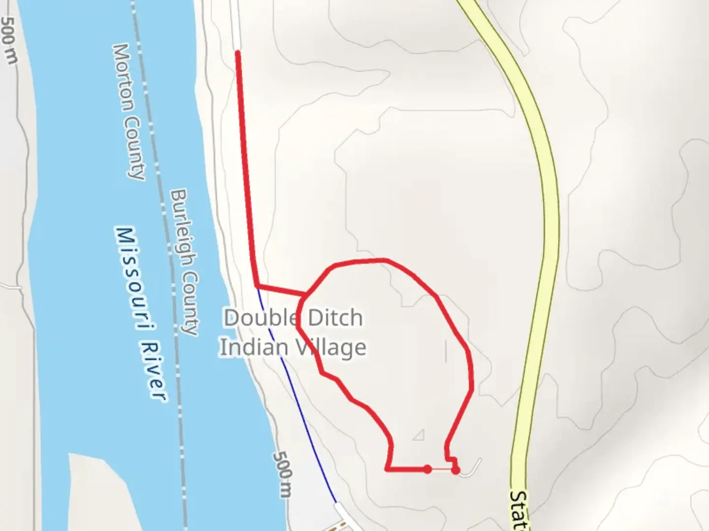 An image depicting the trail Double Ditch Indian Village Loop and its surrounding area.