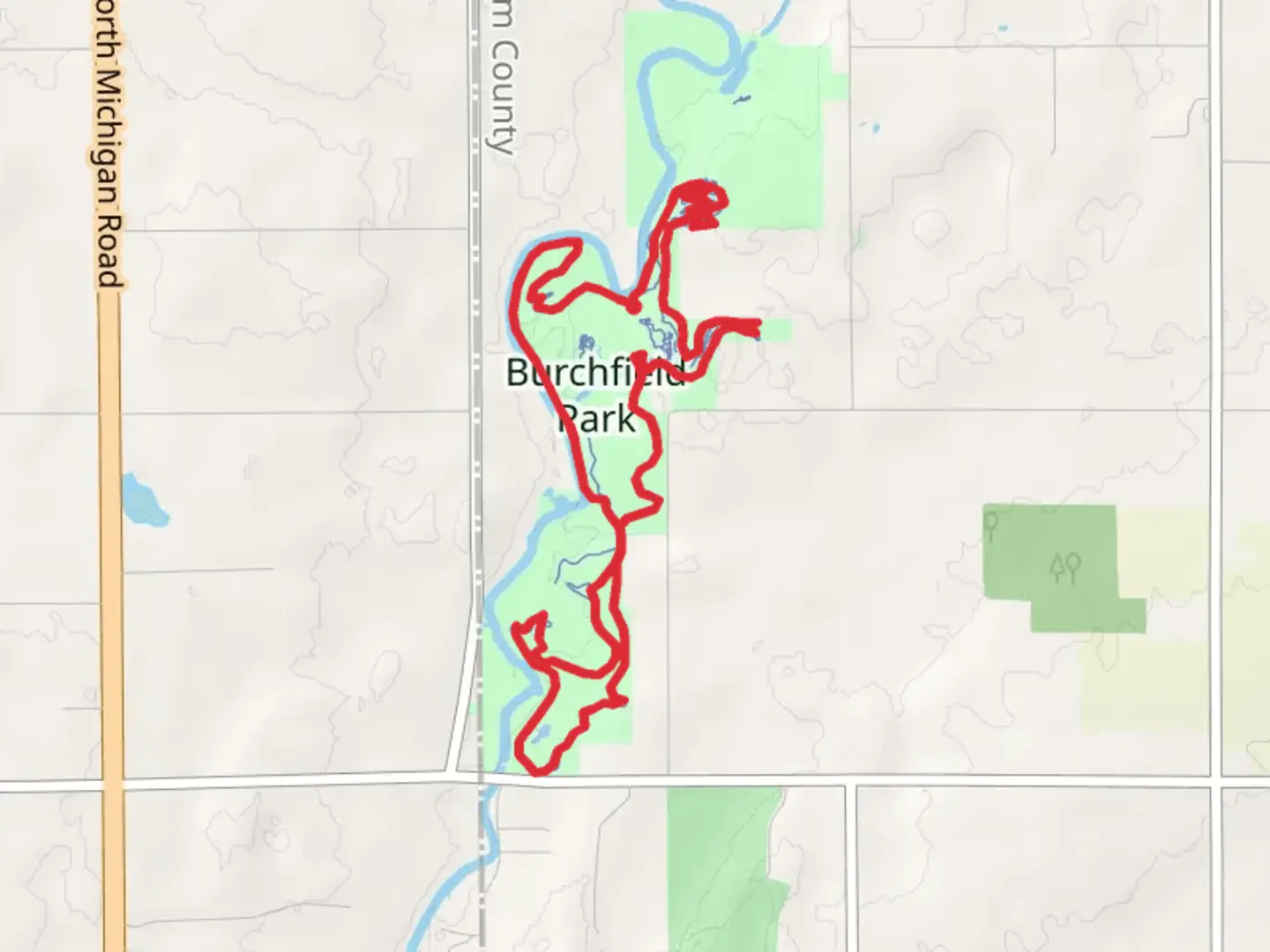 An image depicting the trail Grand River - Burchfield Park Loop and its surrounding area.