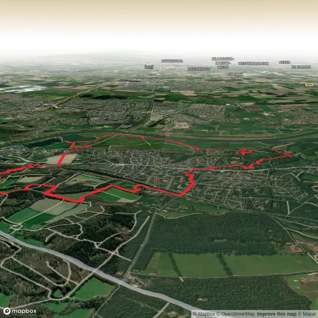 An image depicting the trail Hemelseberg and Rosandepolder via Rosandepad and its surrounding area.