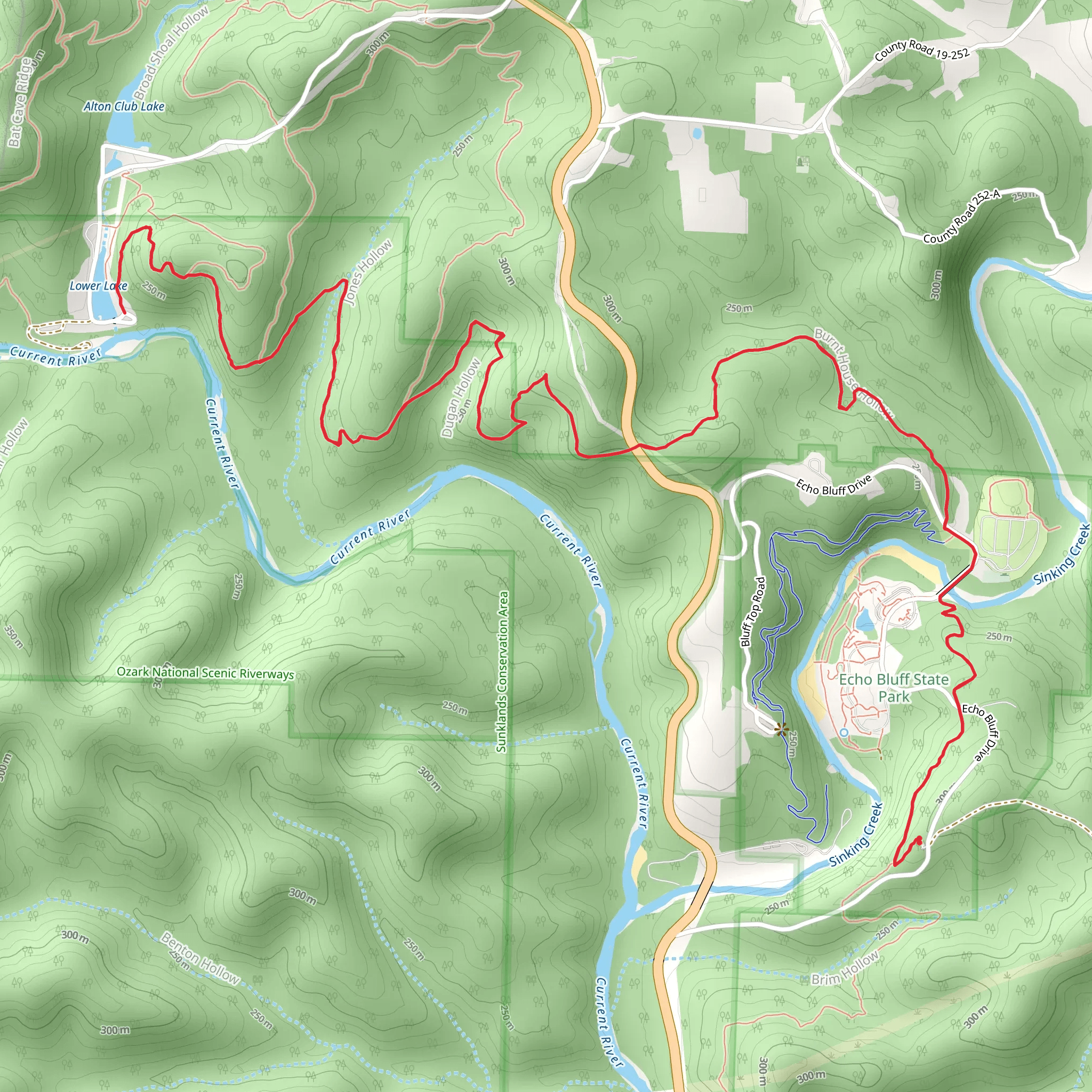 Current River Trail - Ozark Trail - Upper Current Section mobile static map