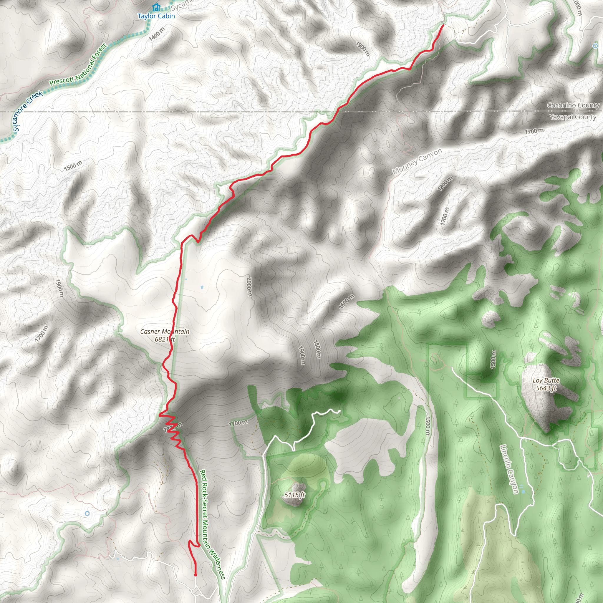 Casner Mountain Trail mobile static map