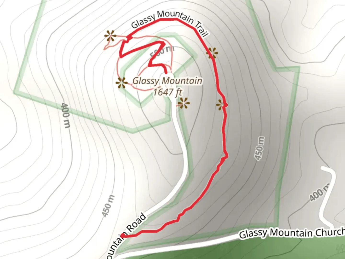 An image depicting the trail Glassy Mountain Trail and its surrounding area.