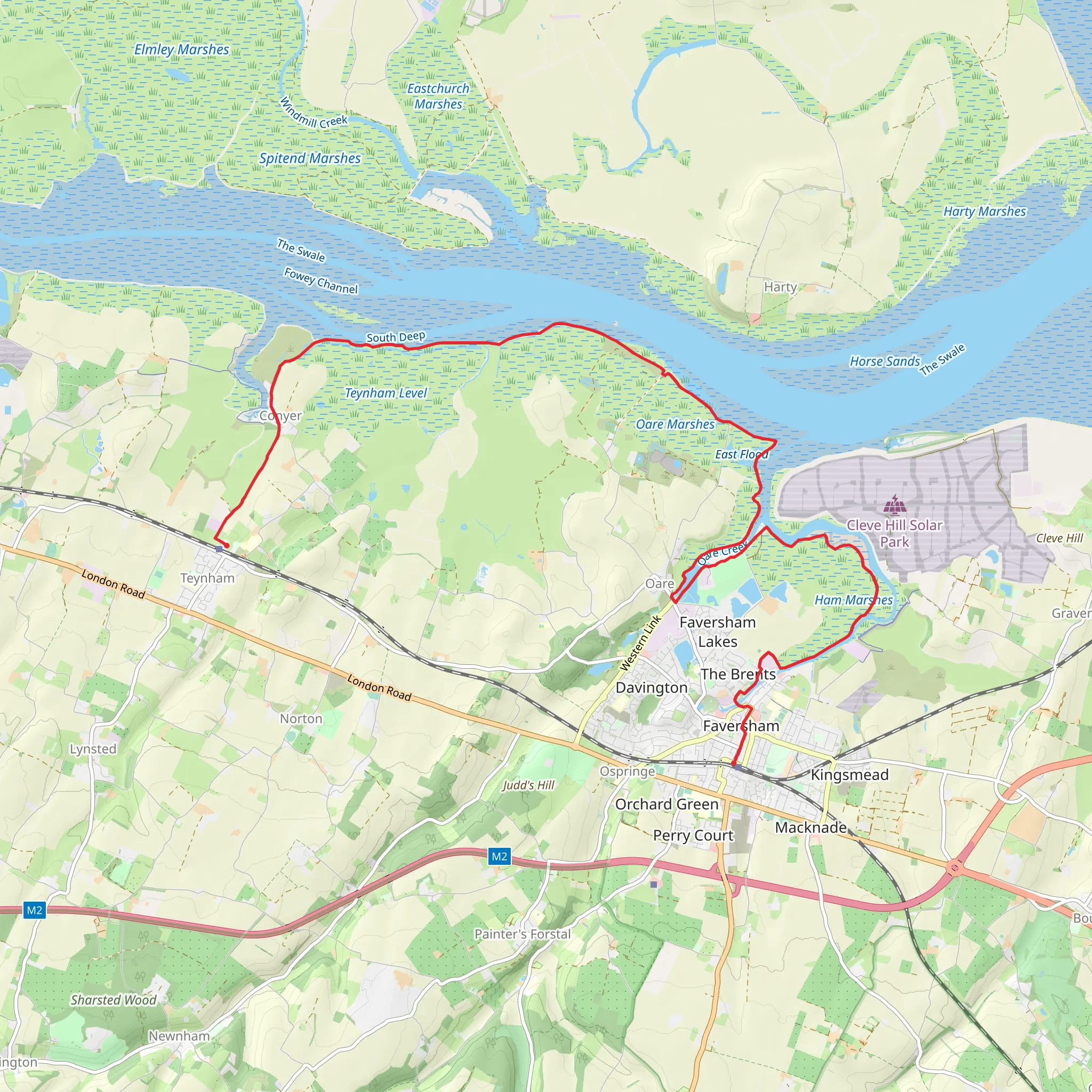Faversham to Teynham Walk mobile static map