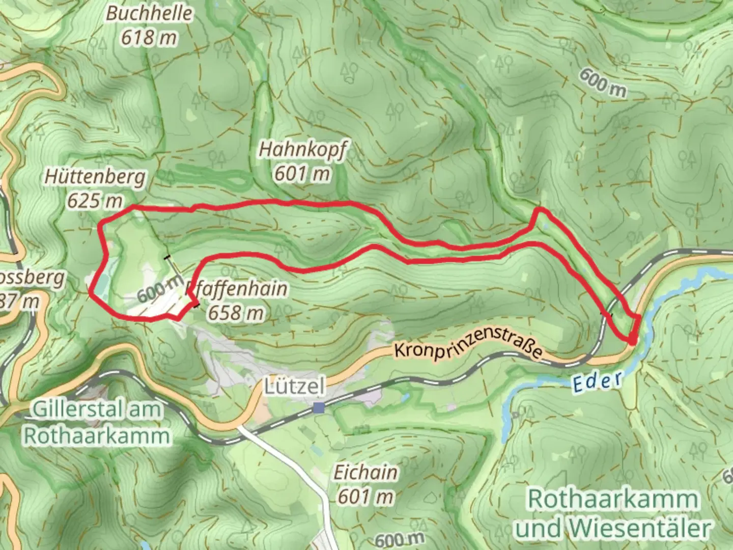 An image depicting the trail Altenteich Loop via Giller Rundwanderweg and its surrounding area.