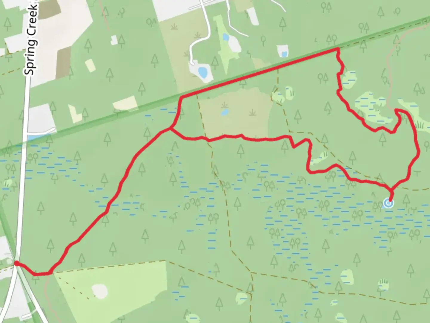An image depicting the trail Florida Loop Trail from Spring Creek Highway and its surrounding area.