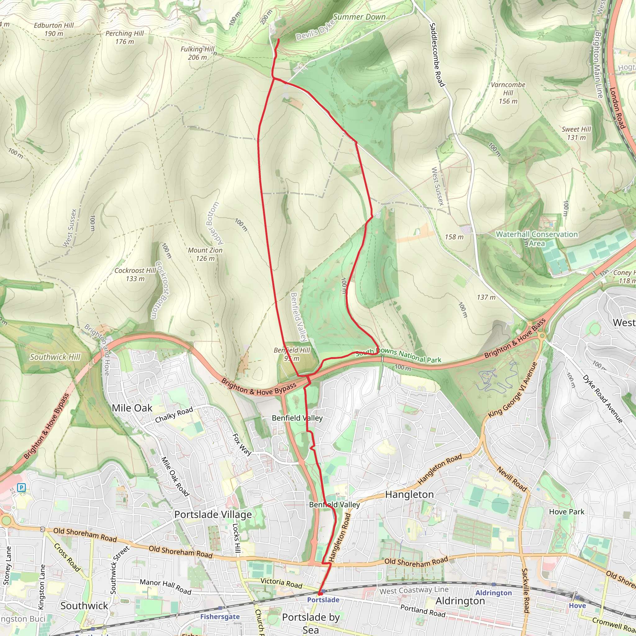 Benfield Valley, Hill and Devil's Dyke Loop mobile static map