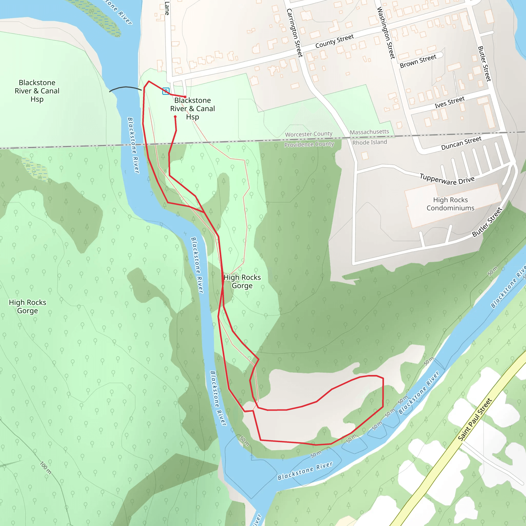 High Rocks Gorge via Blackstone River mobile static map
