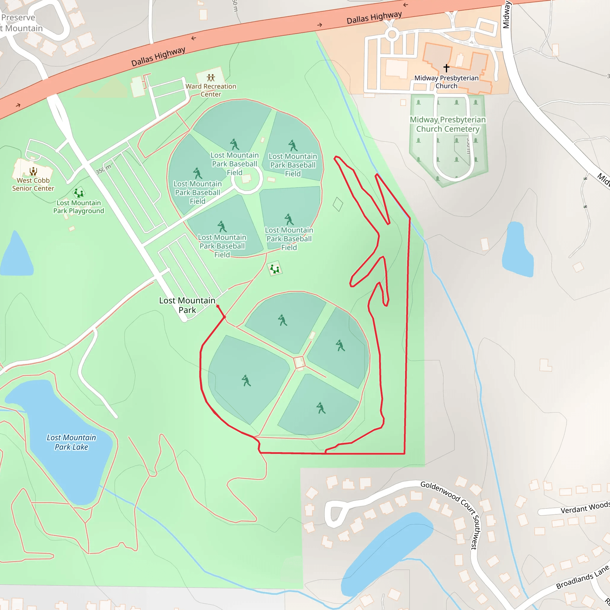Lost Mountain Park Loop mobile static map