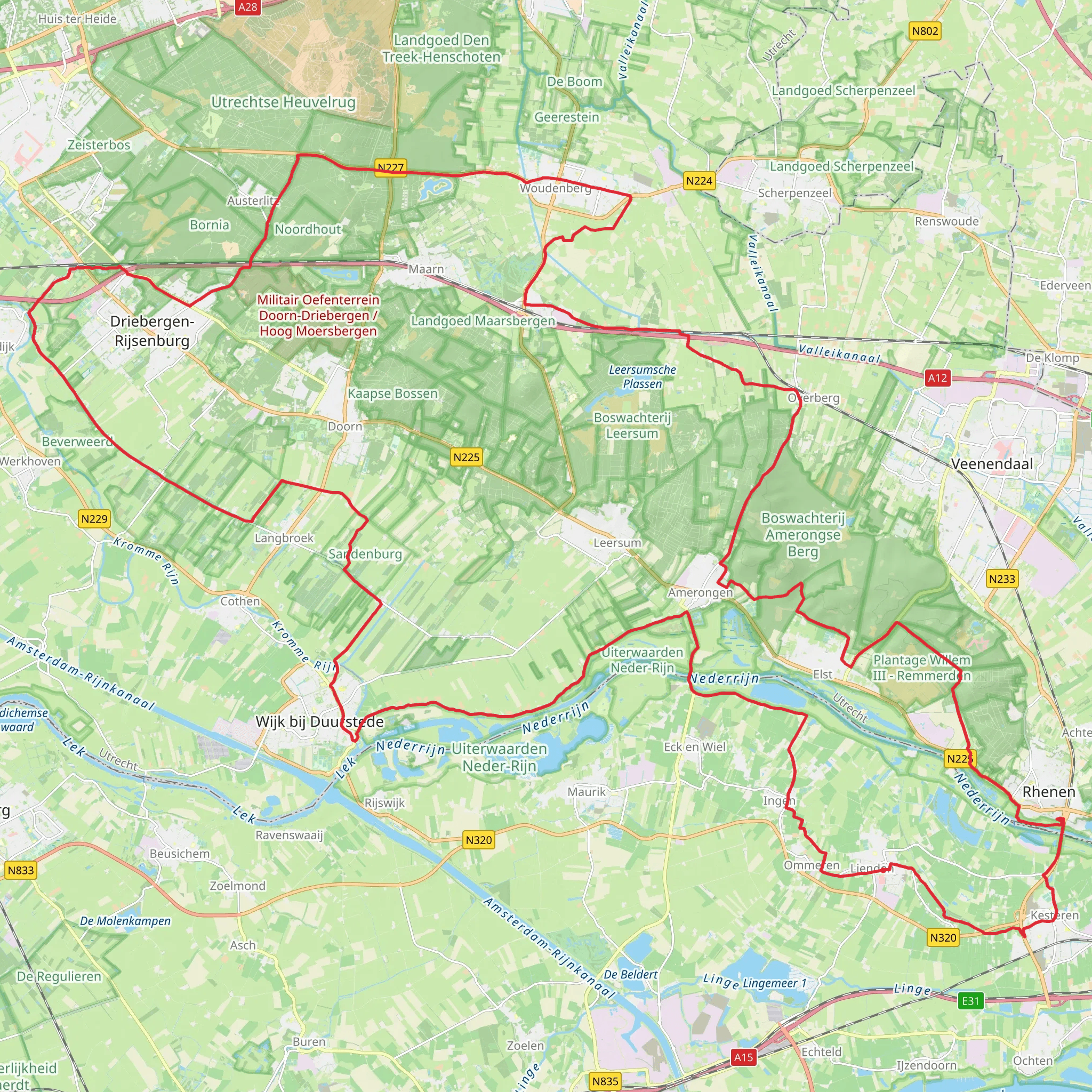 Amerongse Bovenpolder, Henschotermeer and Hoge Ginkel Loop mobile static map