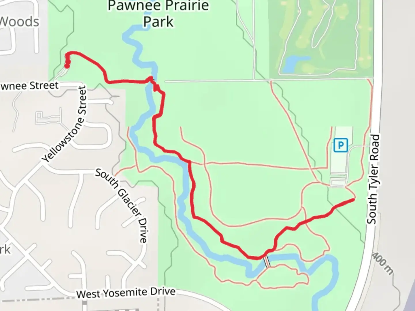 An image depicting the trail West Pawnee Street and its surrounding area.