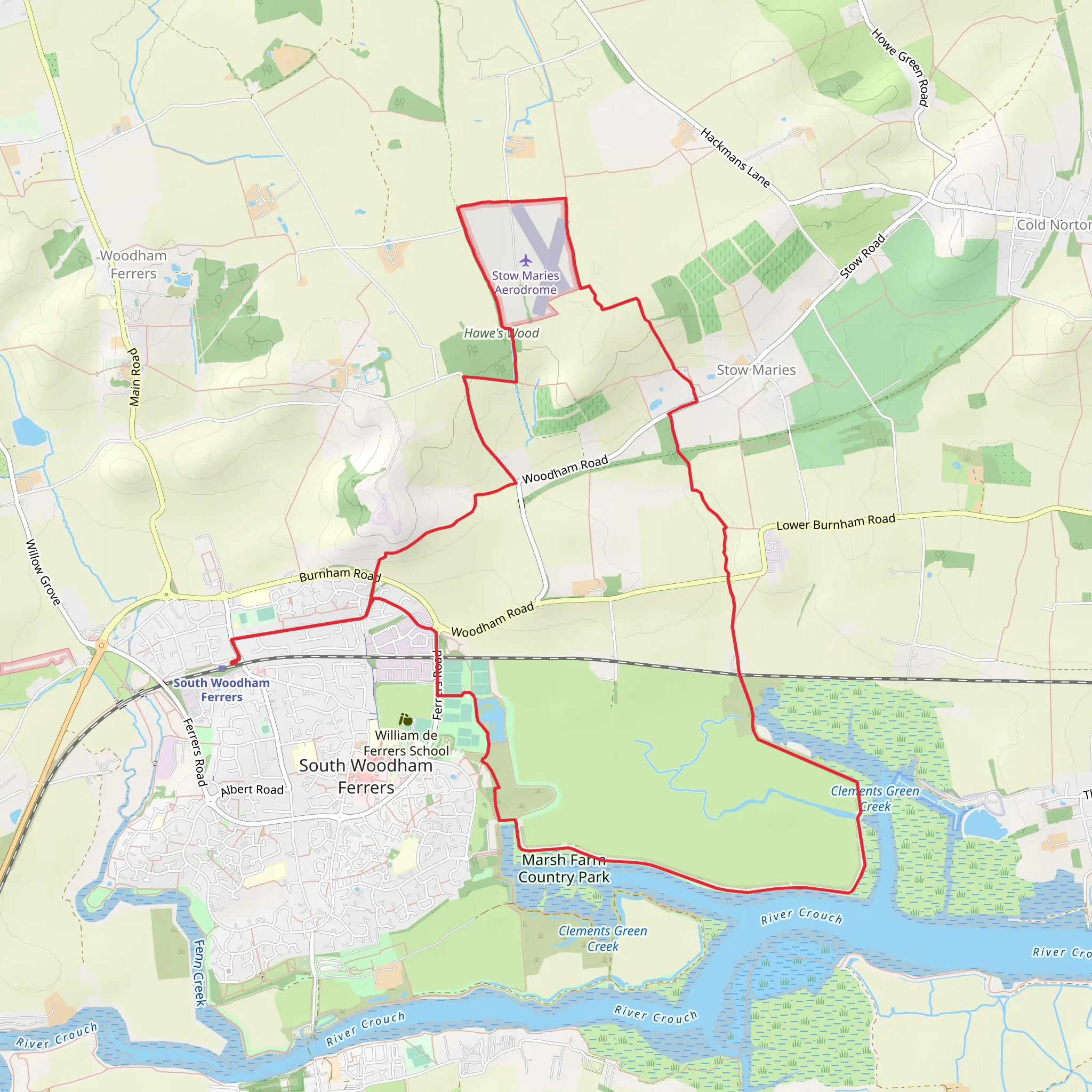 South Woodham Ferrers Eastern Loop mobile static map