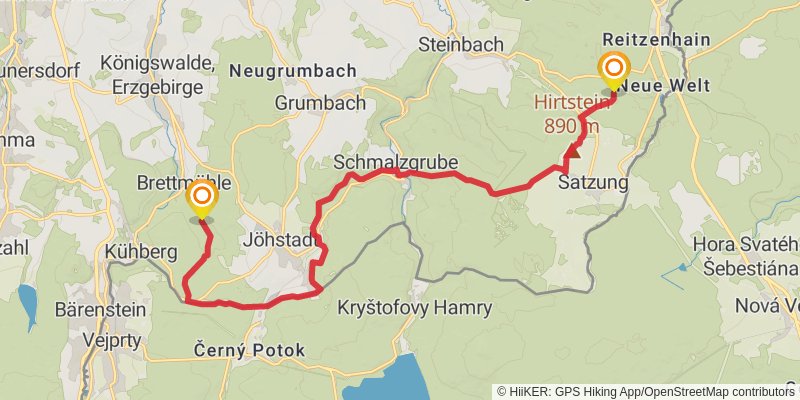Kammweg Erzgebirge - Vogtland stage 6 Map