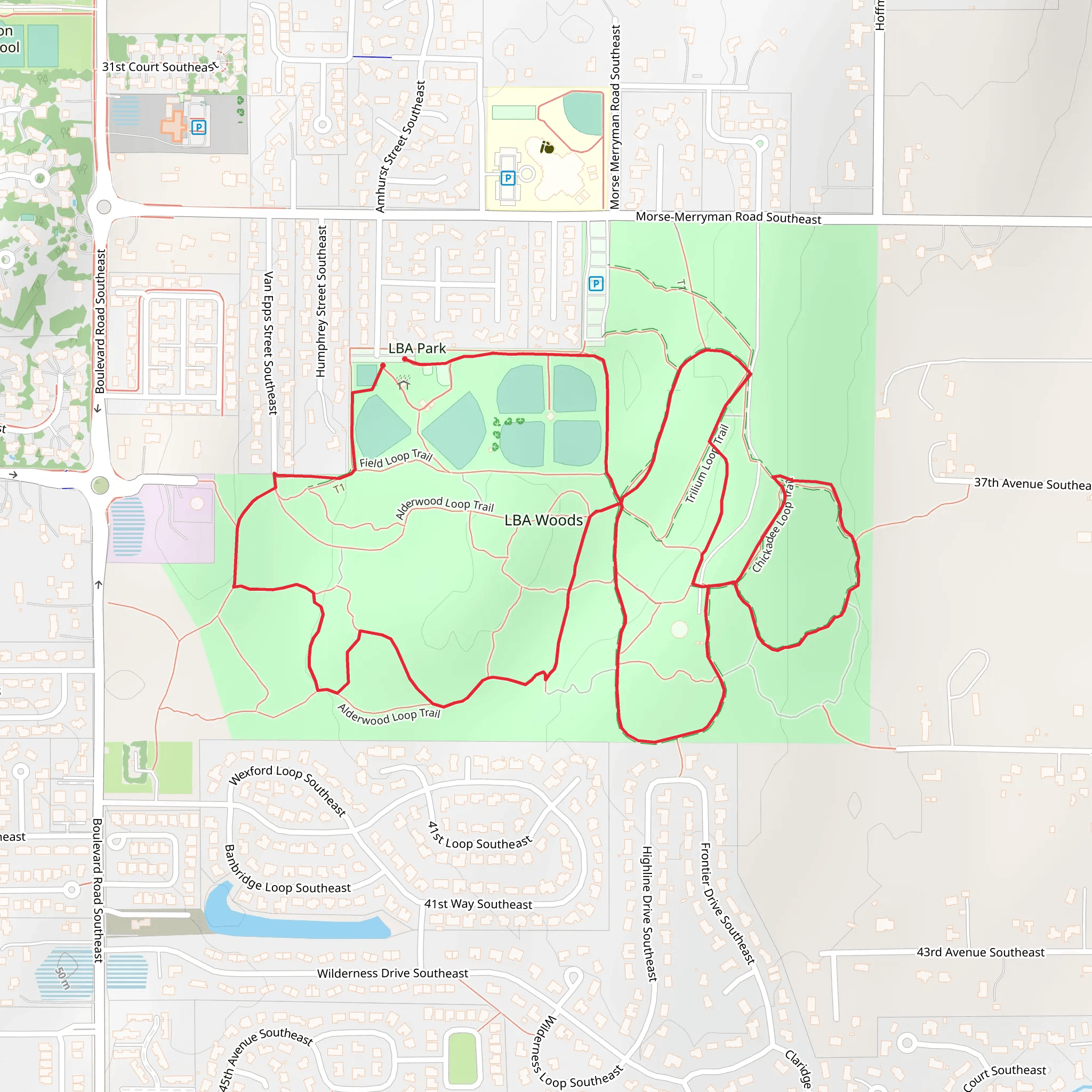 LBA Woods Loop mobile static map