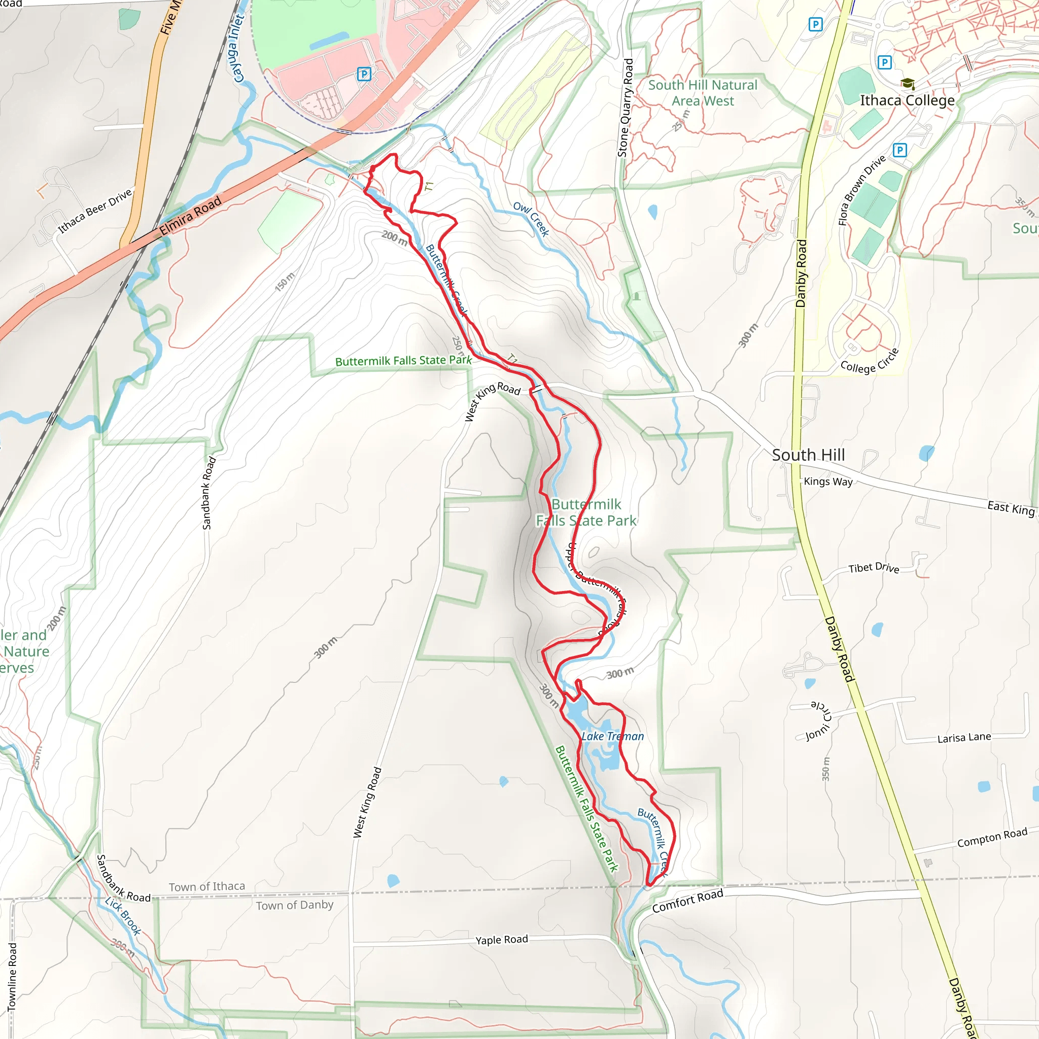 Buttermilk Creek and Lake Treman Loop mobile static map