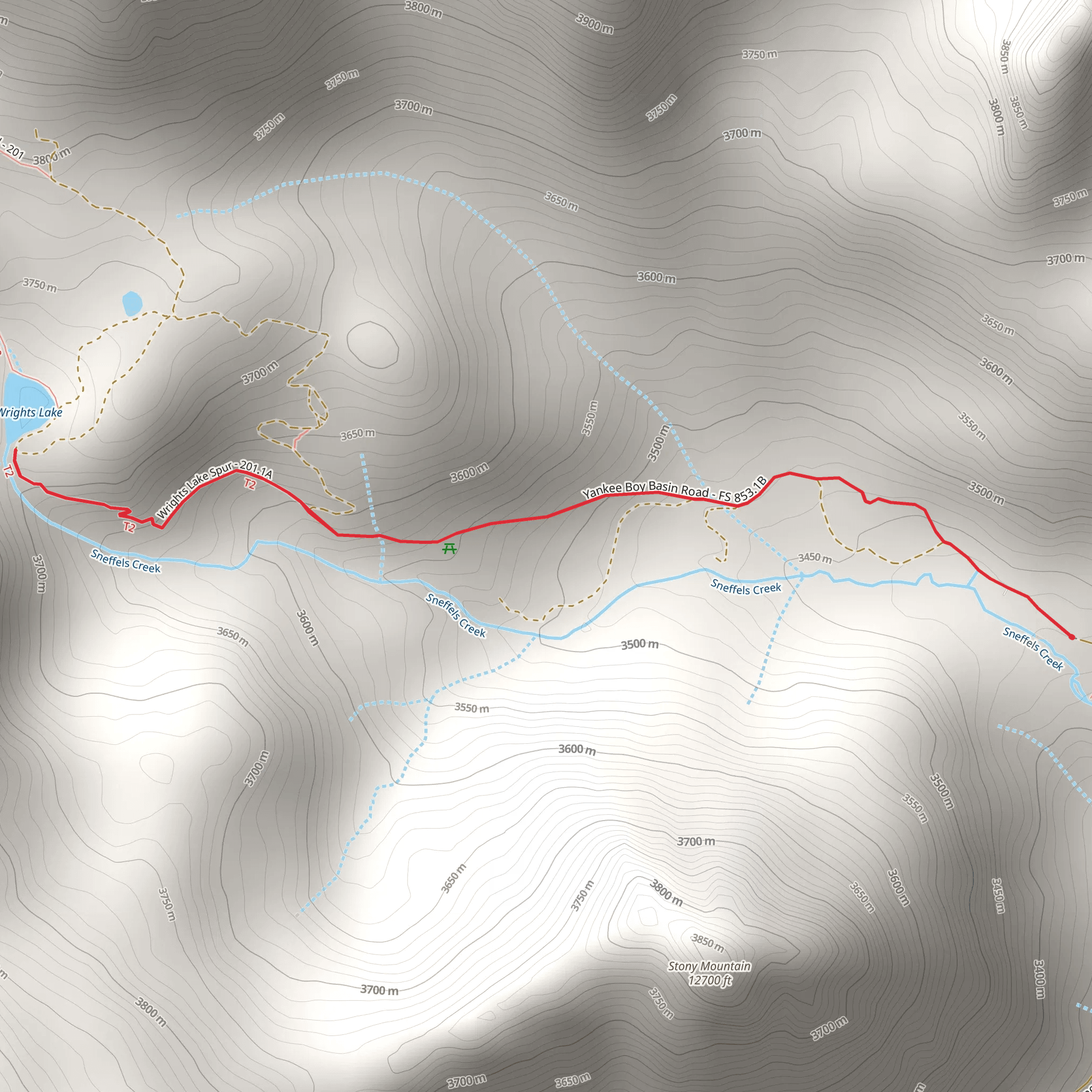 Wrights Lake via Wrights Lake Spur mobile static map