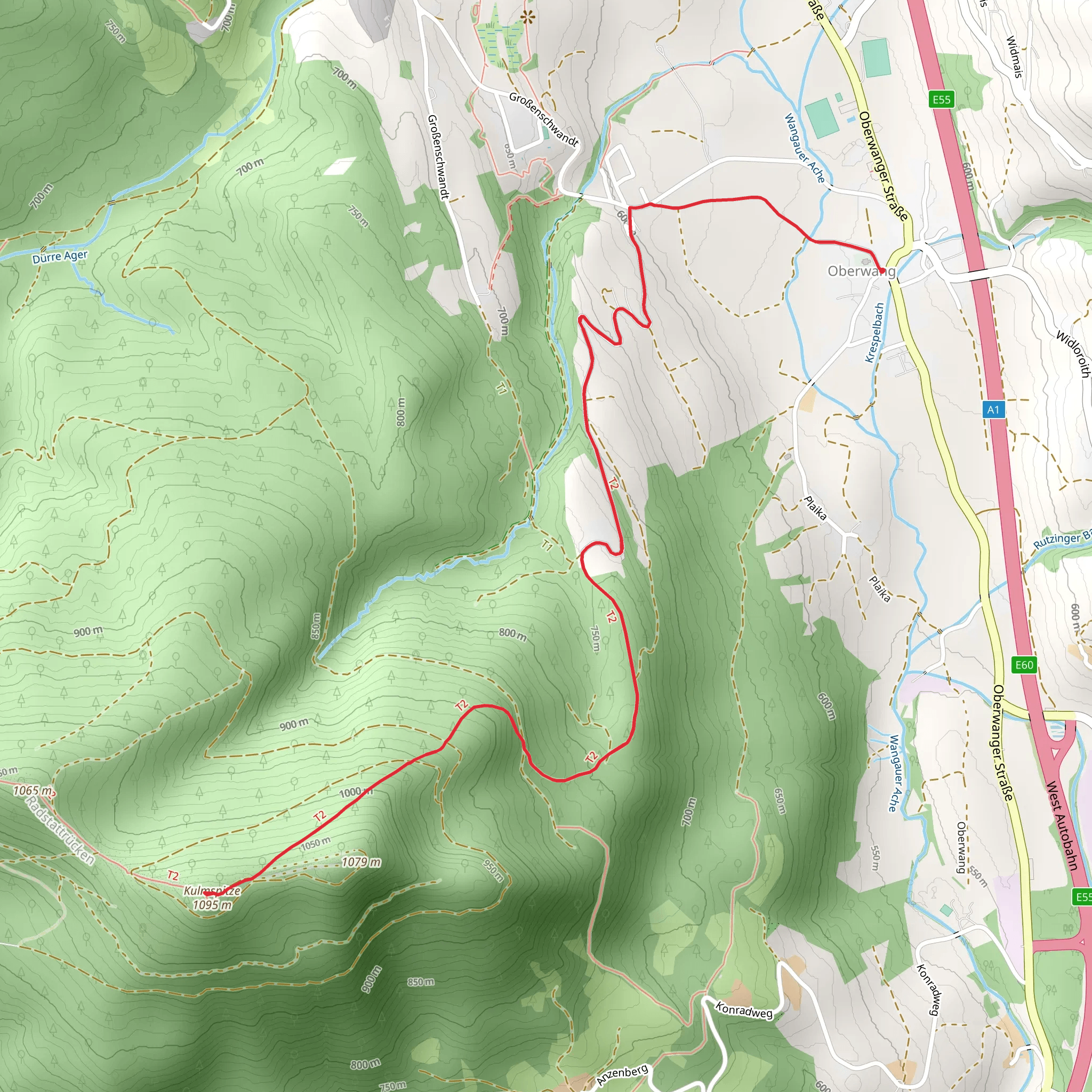 Kulmspitz Lookout Tower from Oberwang mobile static map