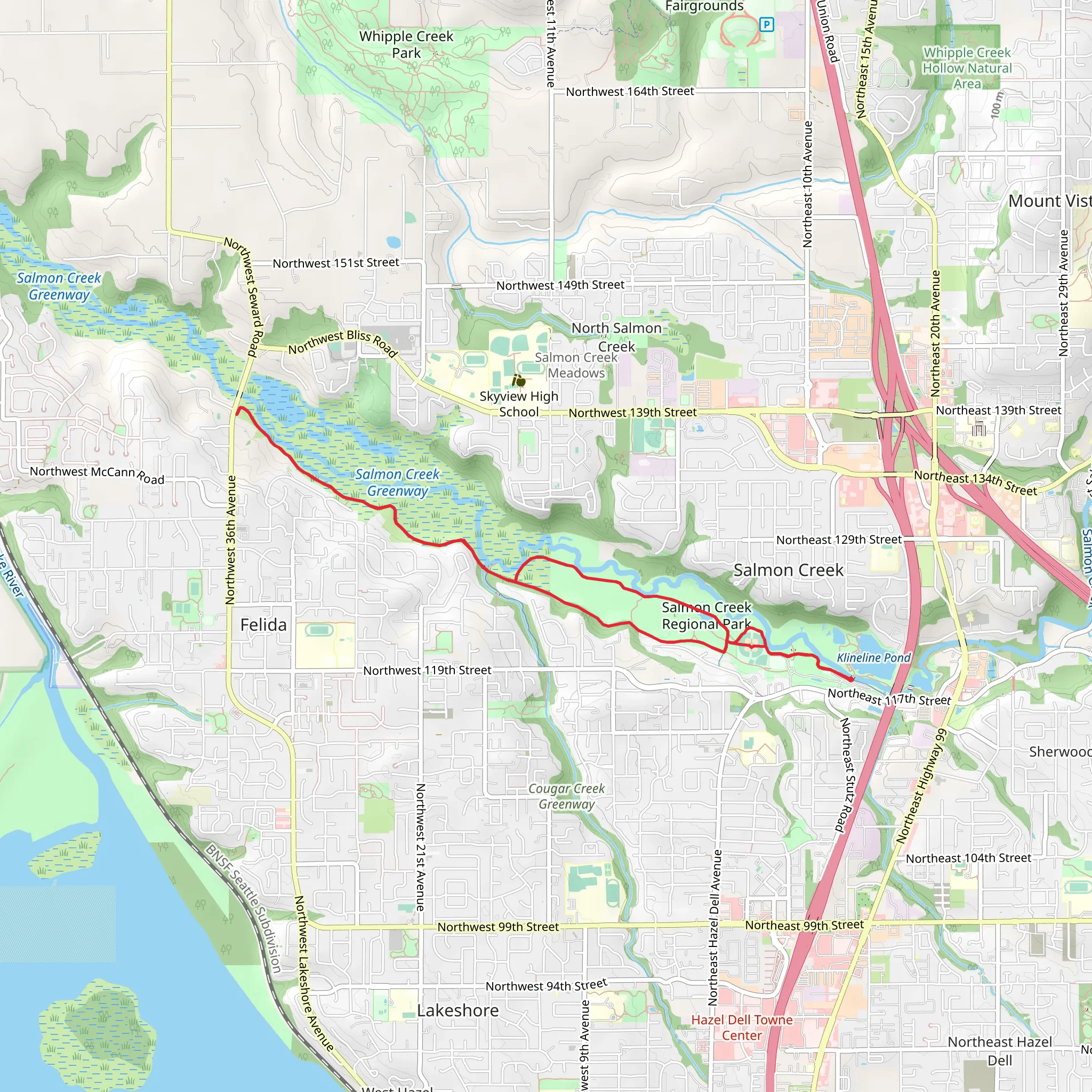 Salmon Carrek Trail and Salmon Creek Greenway Trail mobile static map