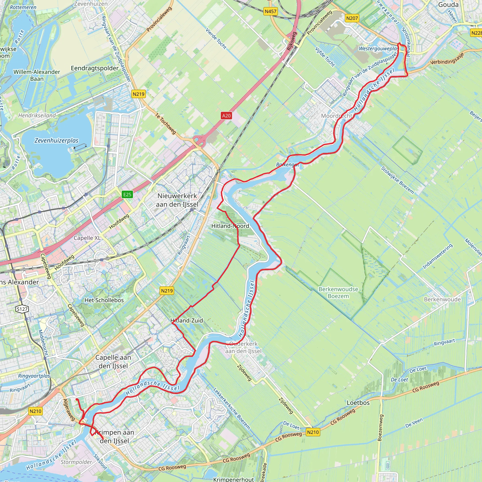 Kortland Kleinpolder, Hollandsche Ijssel and Molenplaats Loop mobile static map