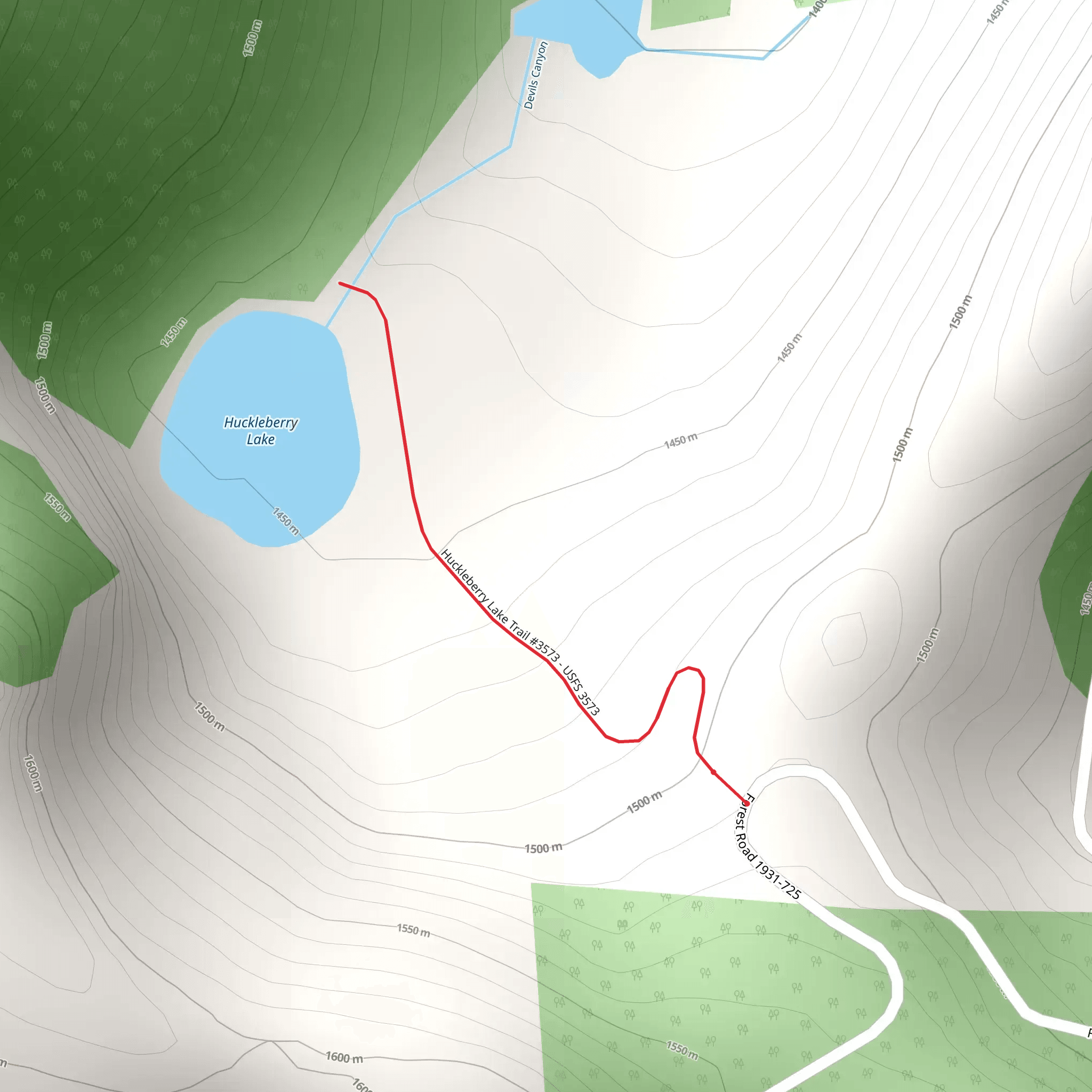 Huckleberry Lake Trail mobile static map