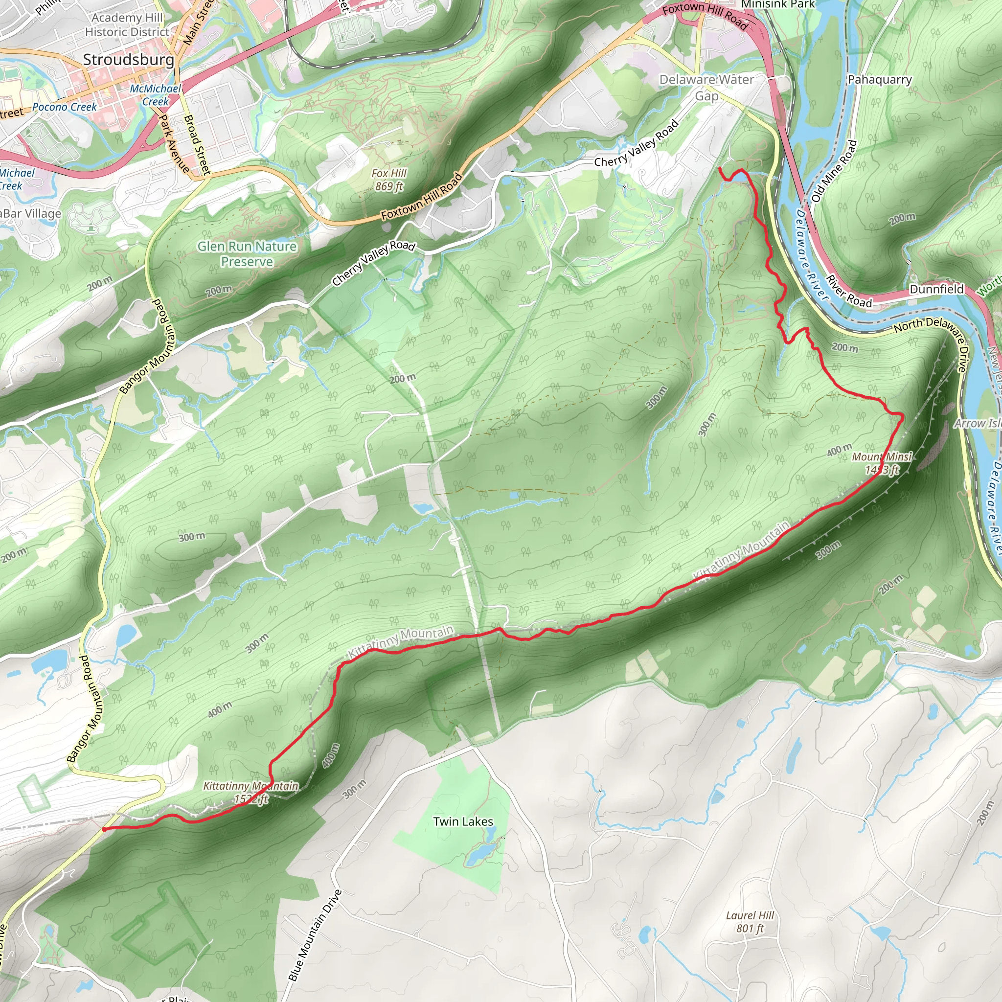Kittatinny Mountain and Mount Minsi Trail mobile static map