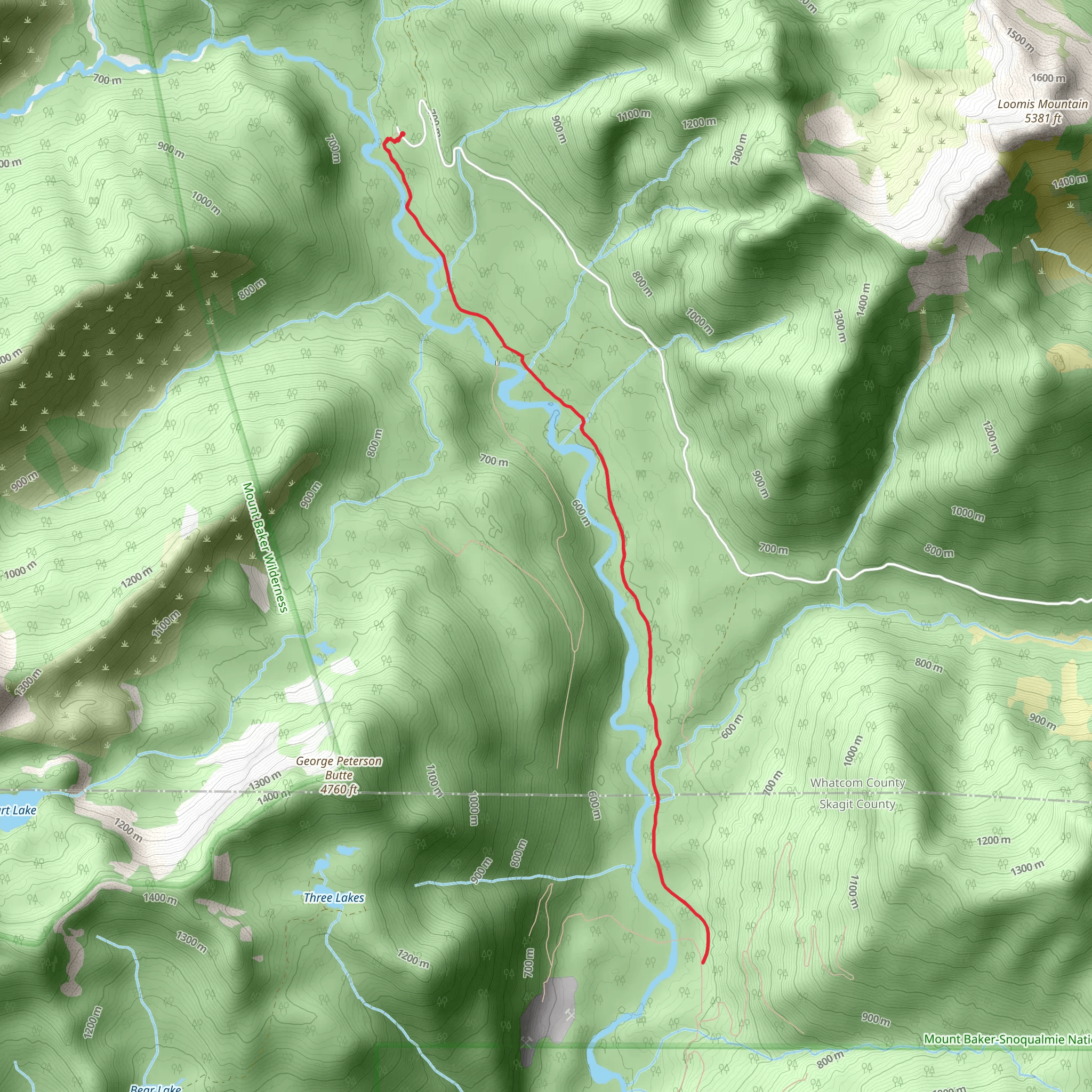 South Fork Nooksack Trail mobile static map