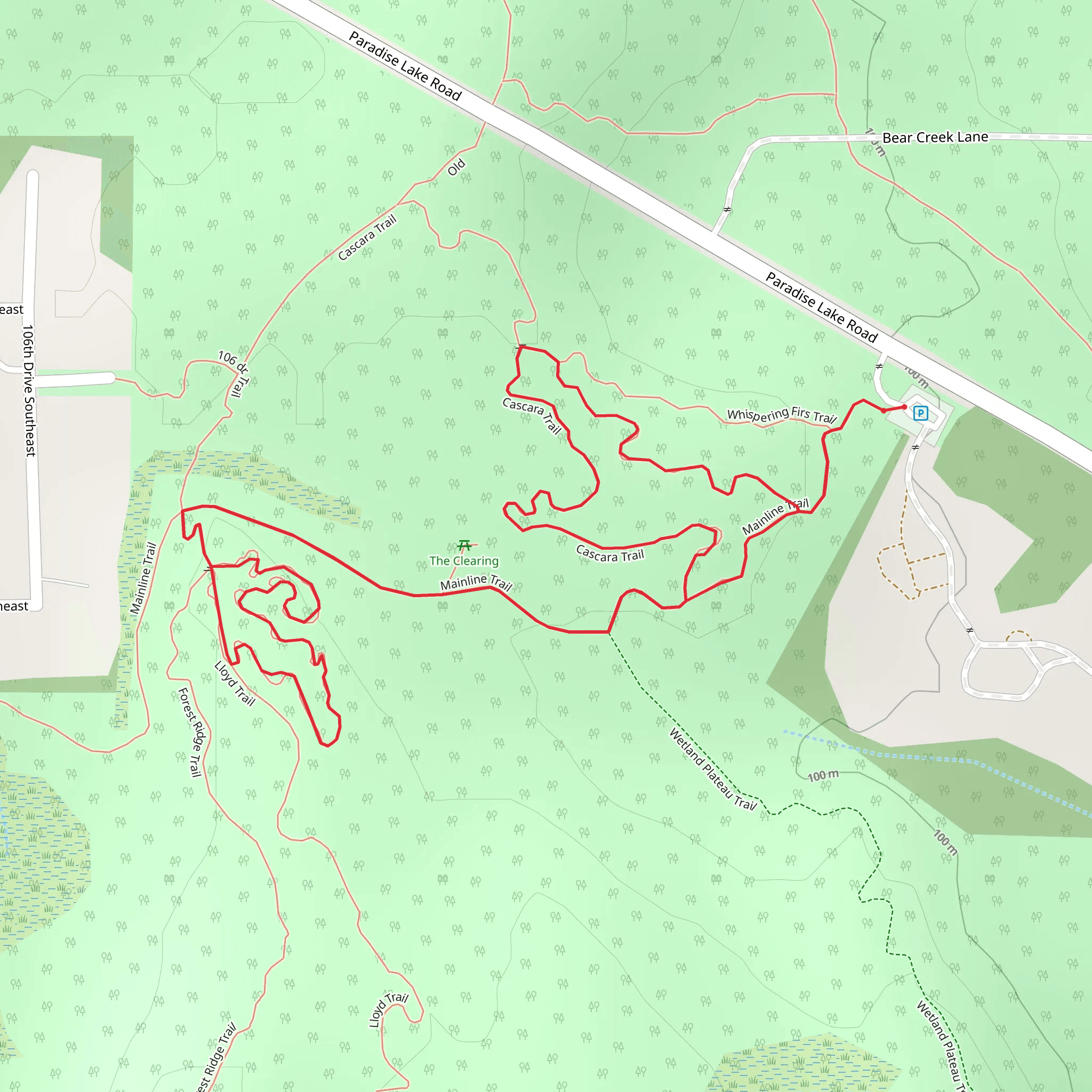 Cascara Trail and Lloyd Trail Detour mobile static map